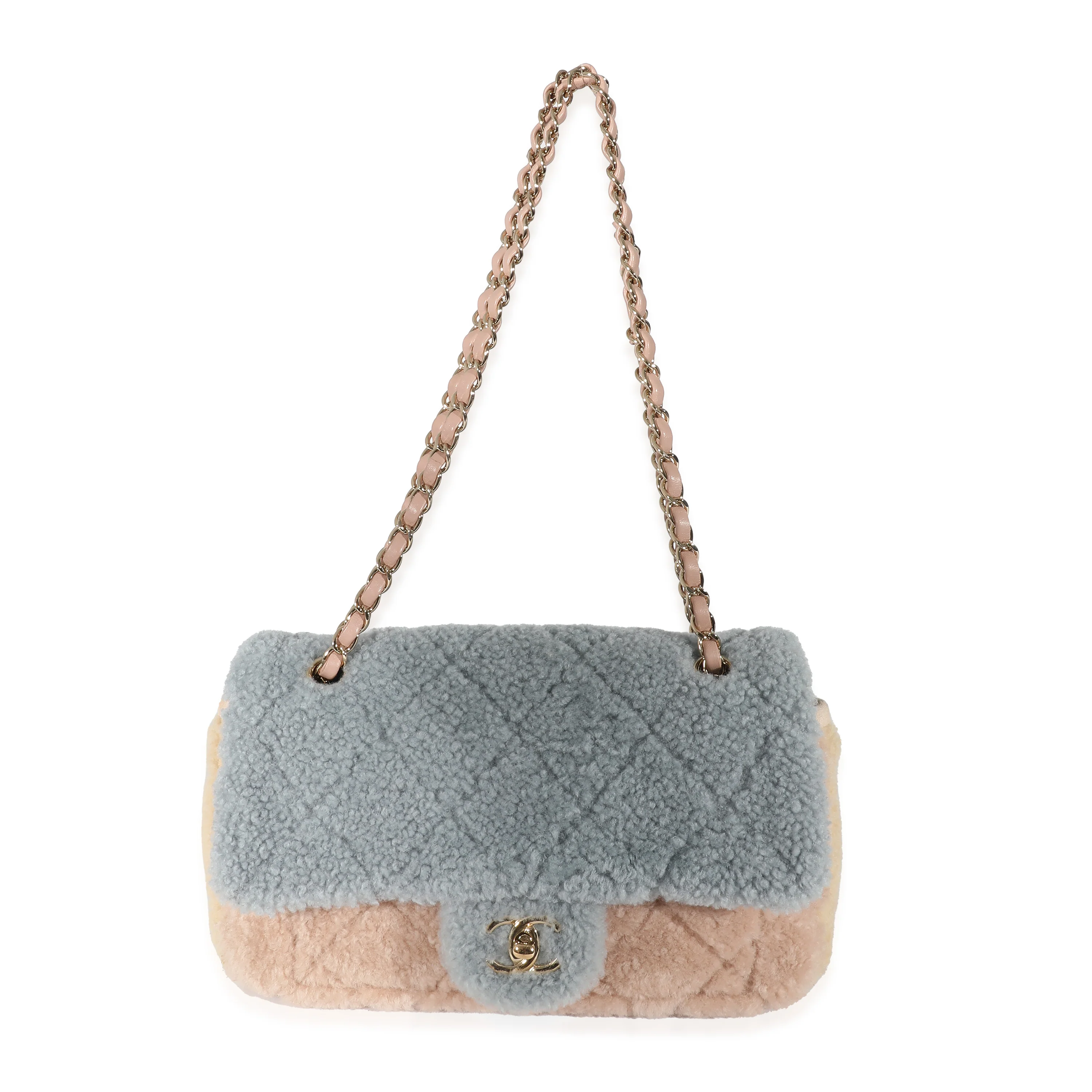 Chanel Pastel Tricolour Quilted Shearling Medium Flap Bag - Image 4