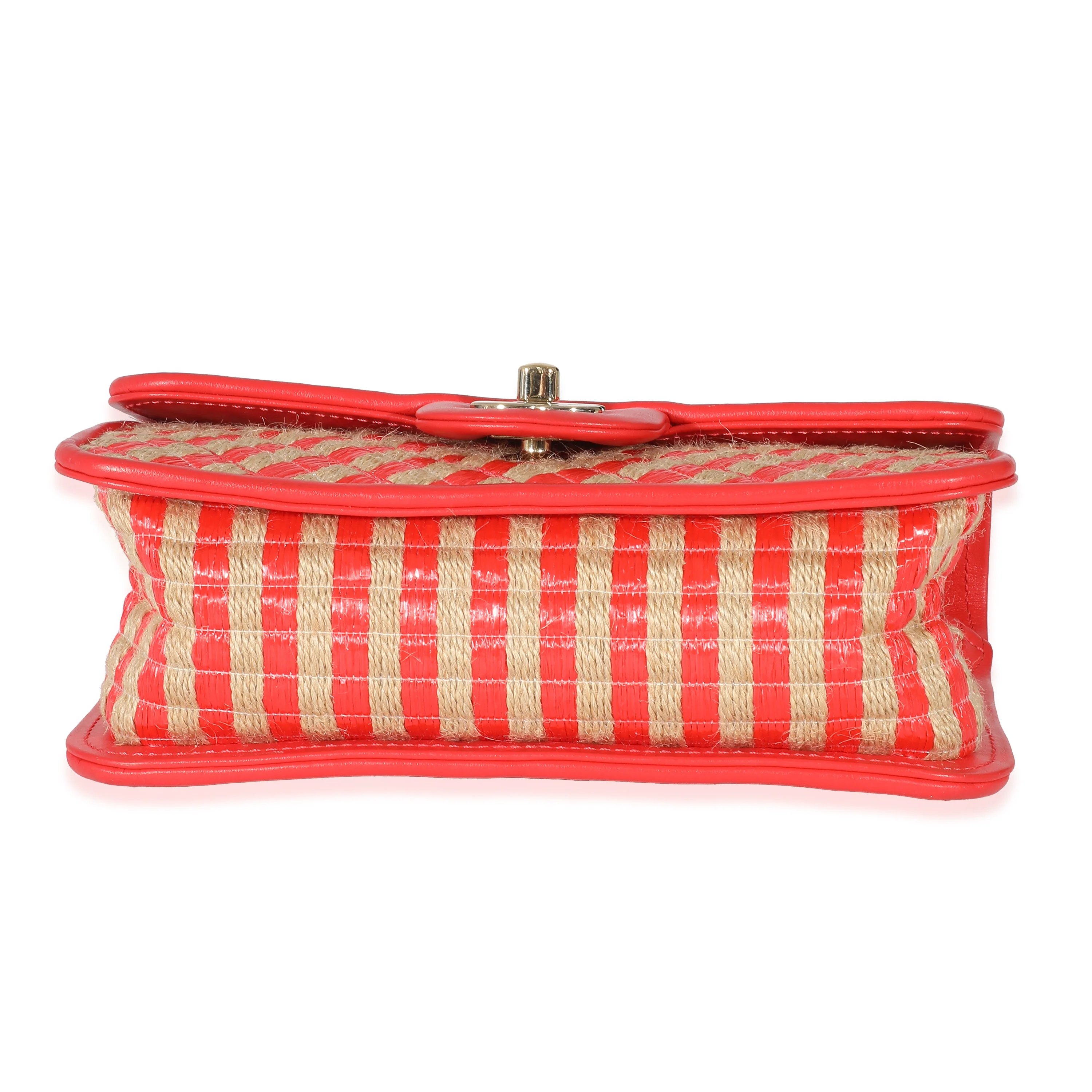 Chanel Coral Raffia Jute Striped Small Urban Jungle Single Flap Bag - Image 4