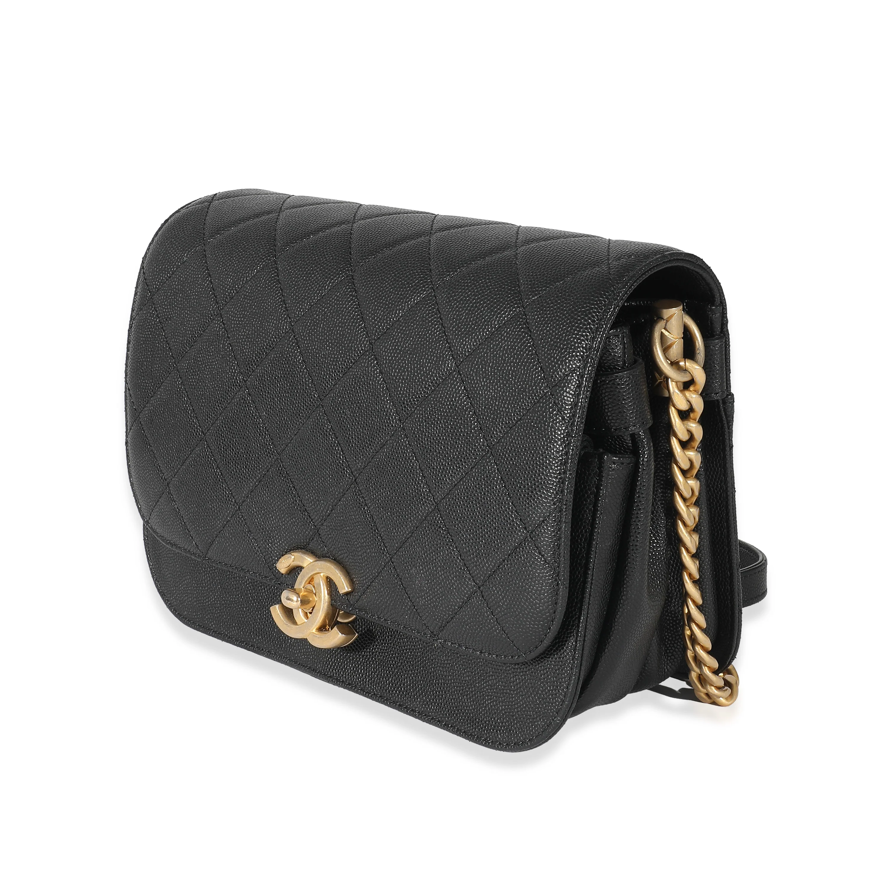 ChanelBlack Quilted Caviar CC Mini Messenger Flap flap - Image 2