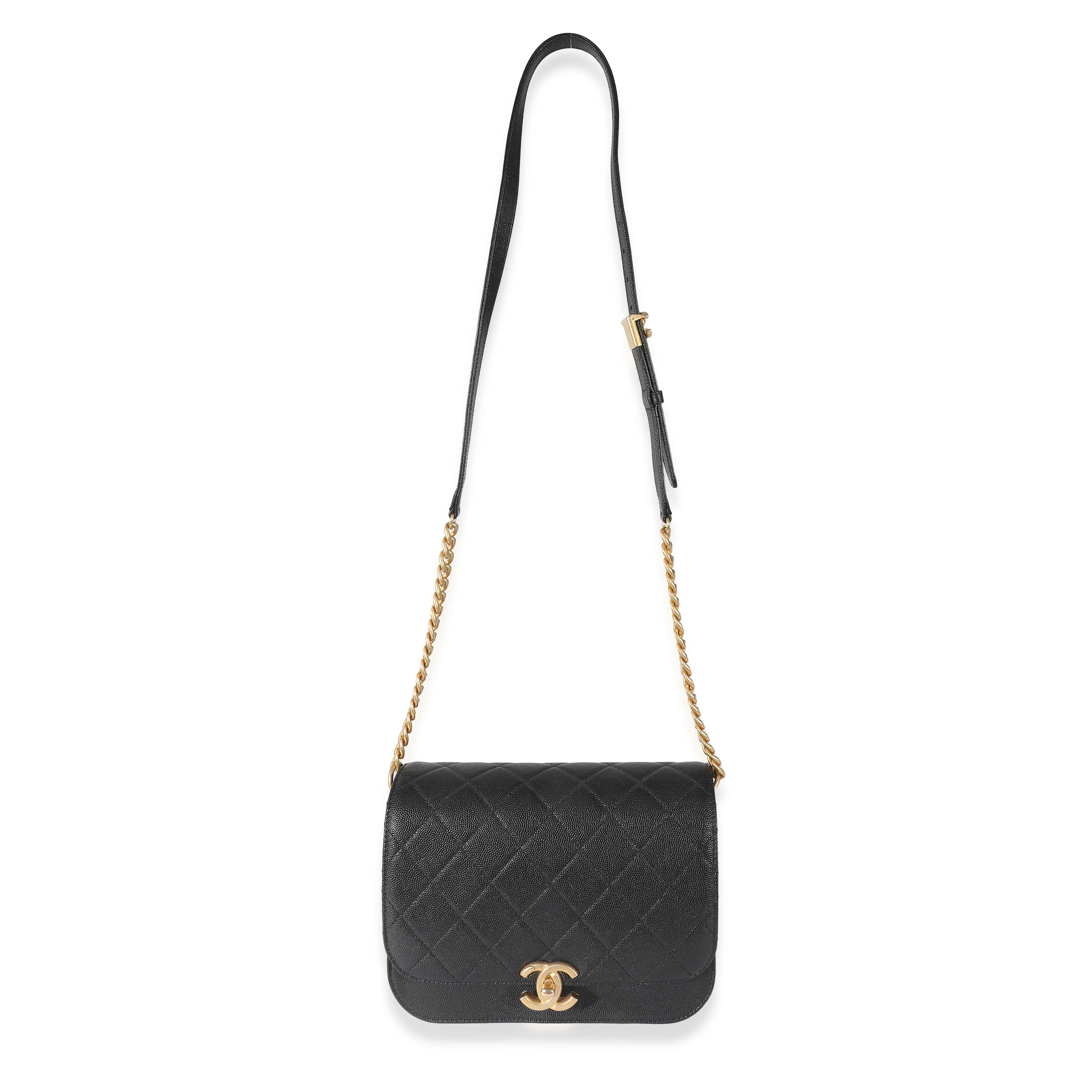 ChanelBlack Quilted Caviar CC Mini Messenger Flap flap - Image 3