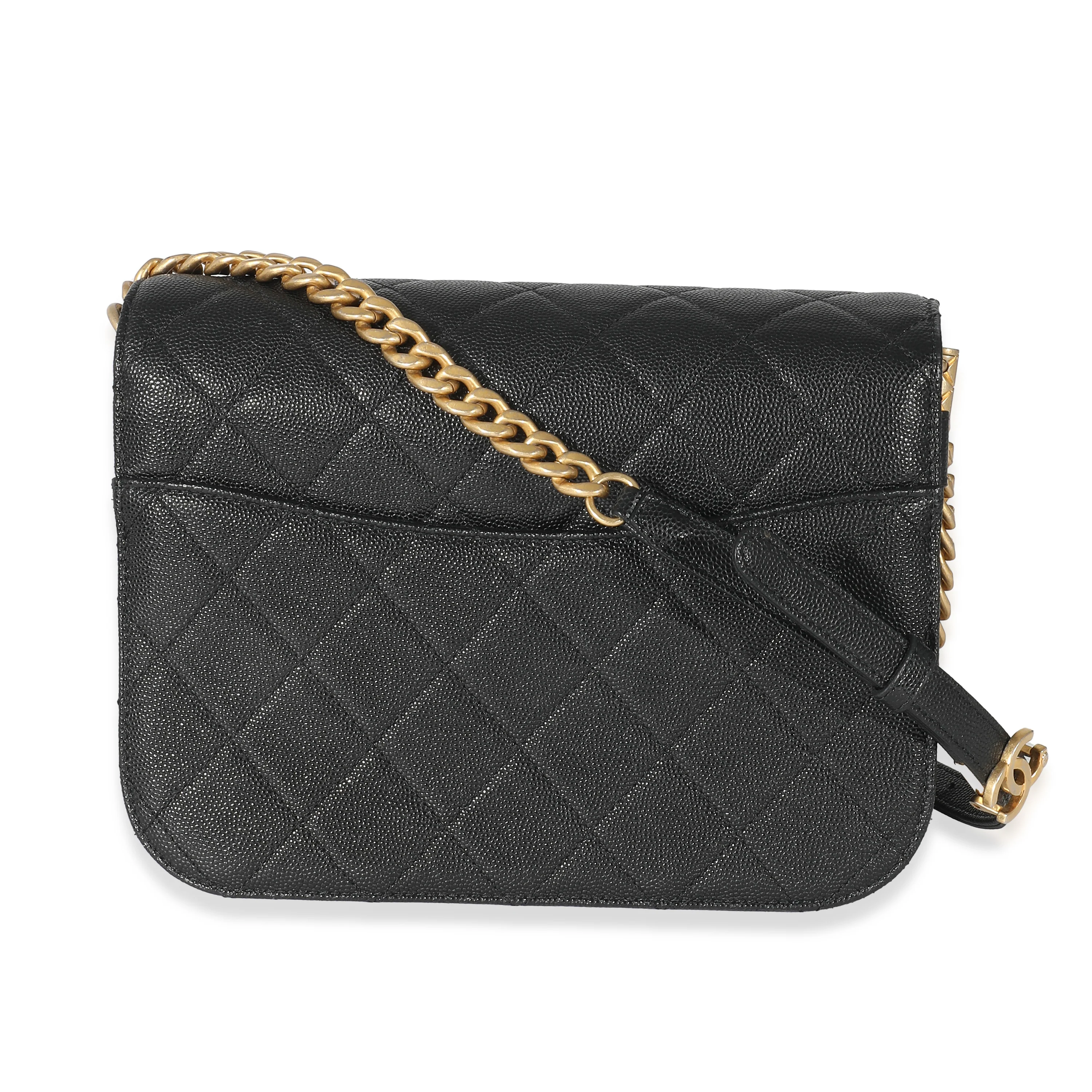 ChanelBlack Quilted Caviar CC Mini Messenger Flap flap - Image 4