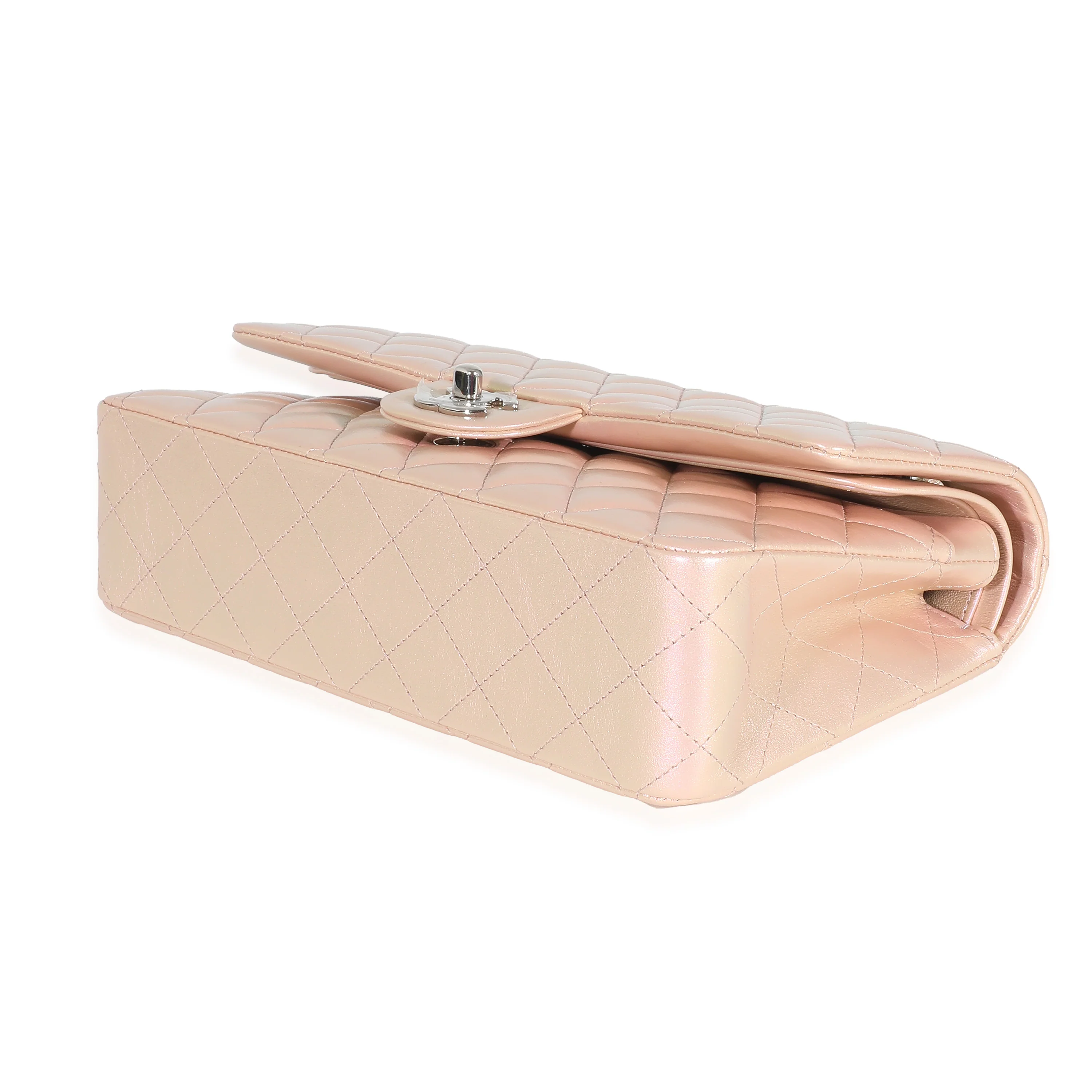 Chanel Pink Iridescent Quilted Lambskin Medium Classic Double Flap Bag - Image 5
