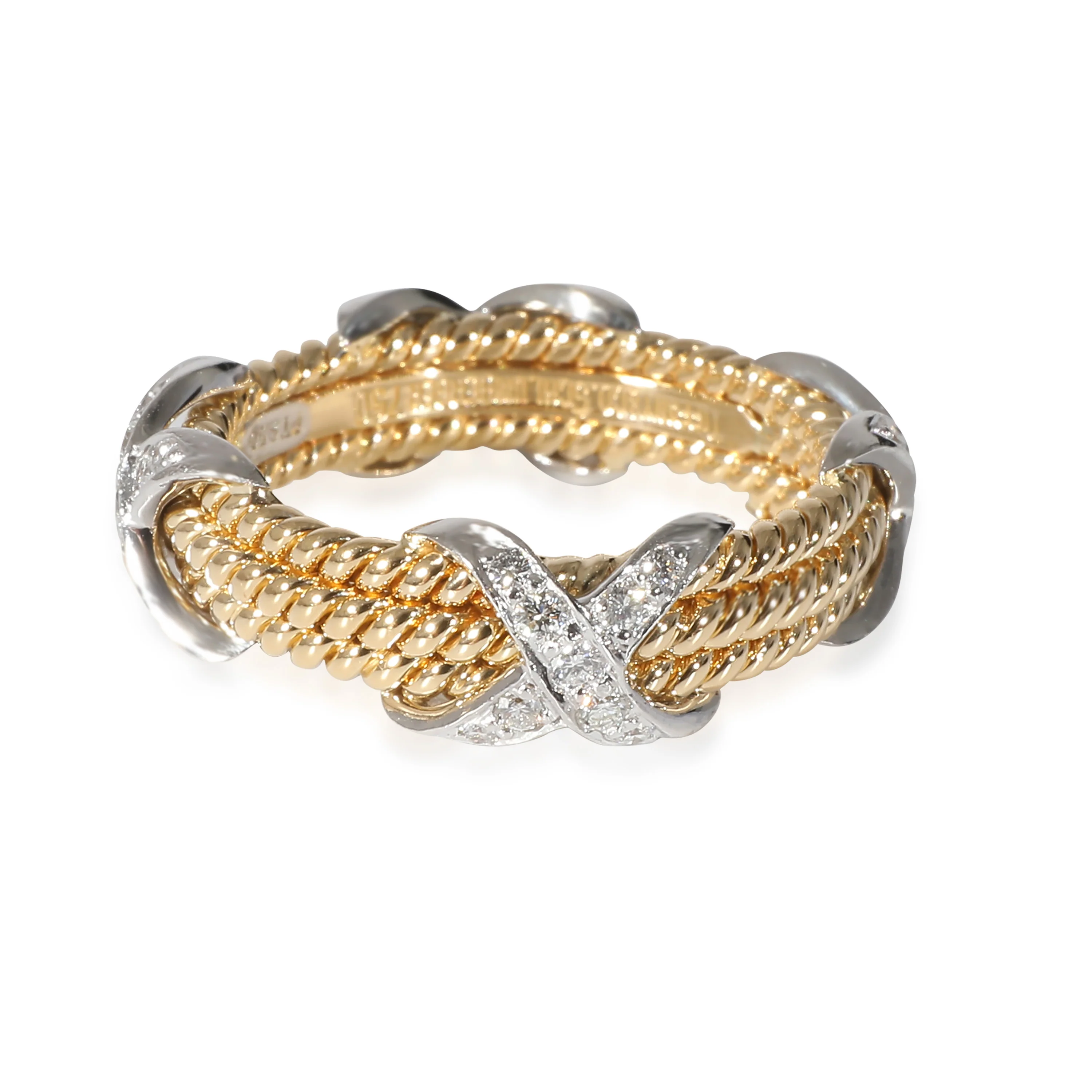 Tiffany & Co. Schlumberger Diamond X Ring in 18KT Yellow Gold/Platinum