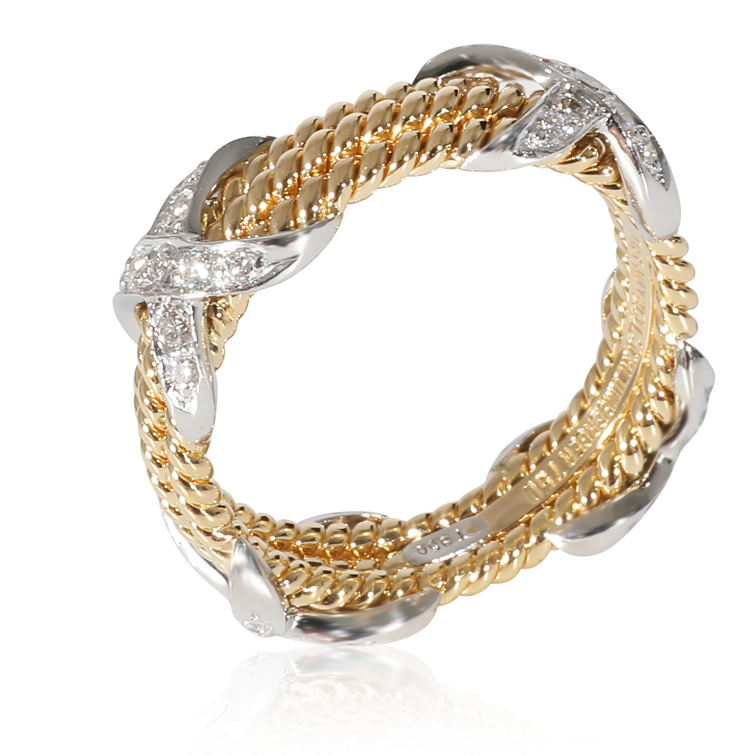 Tiffany & Co. Schlumberger Diamond X Ring in 18KT Yellow Gold/Platinum - Image 2