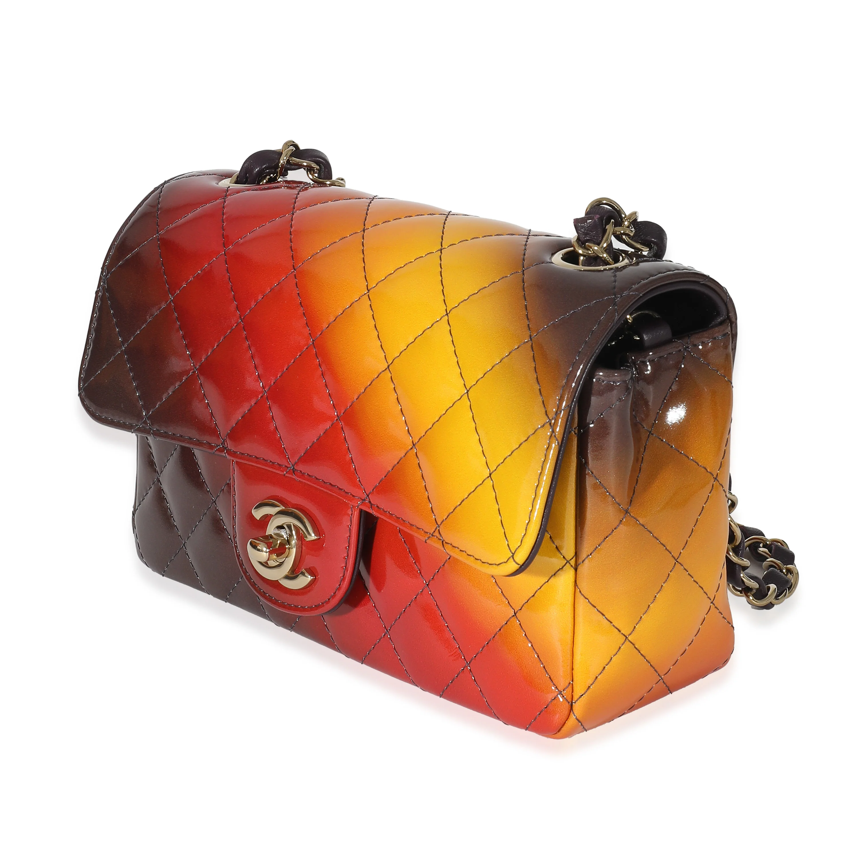 Chanel Shaded Quilted Patent Calfskin Mini Rectangular Flap Bag - Image 2