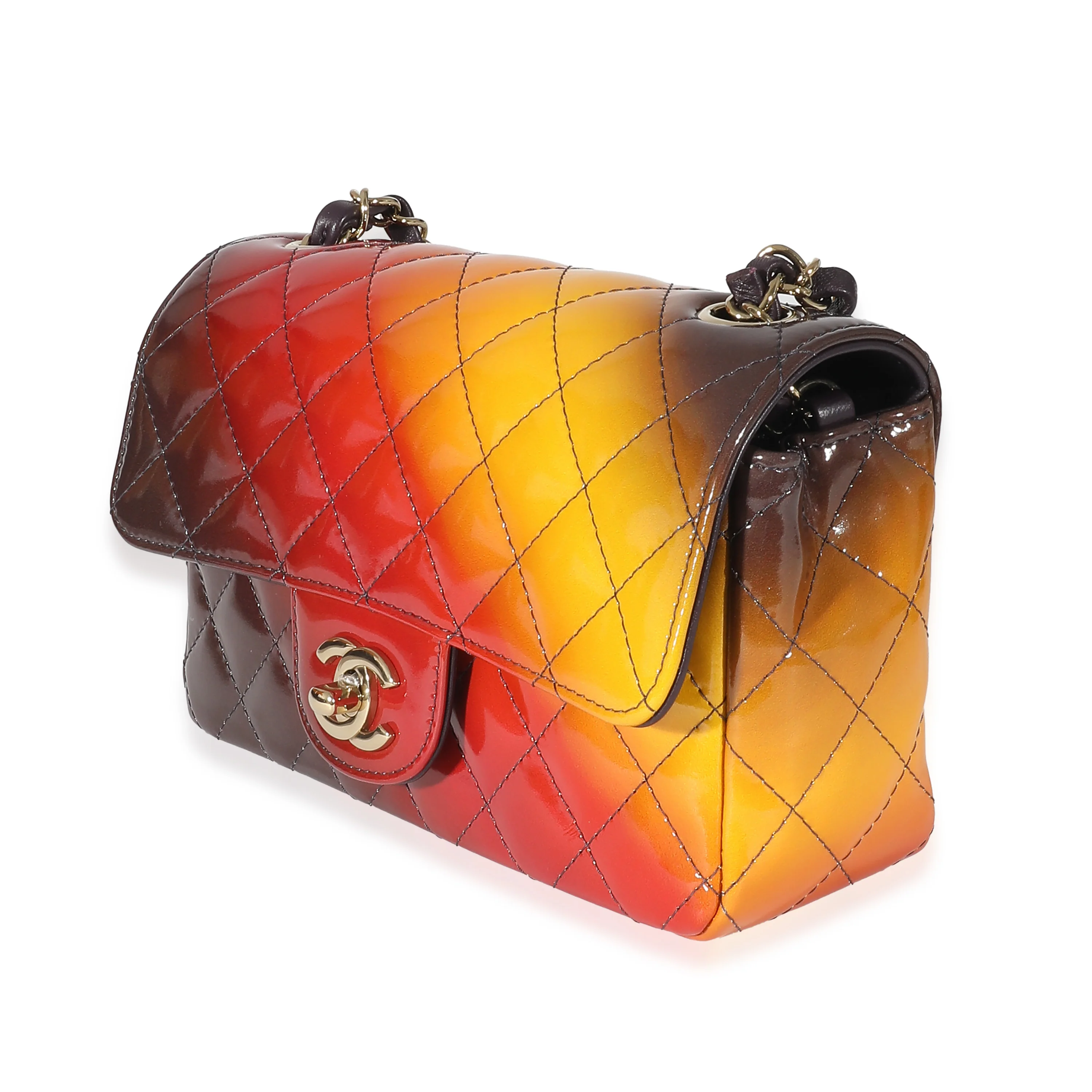 Chanel Shaded Quilted Patent Calfskin Mini Rectangular Flap Bag - Image 8