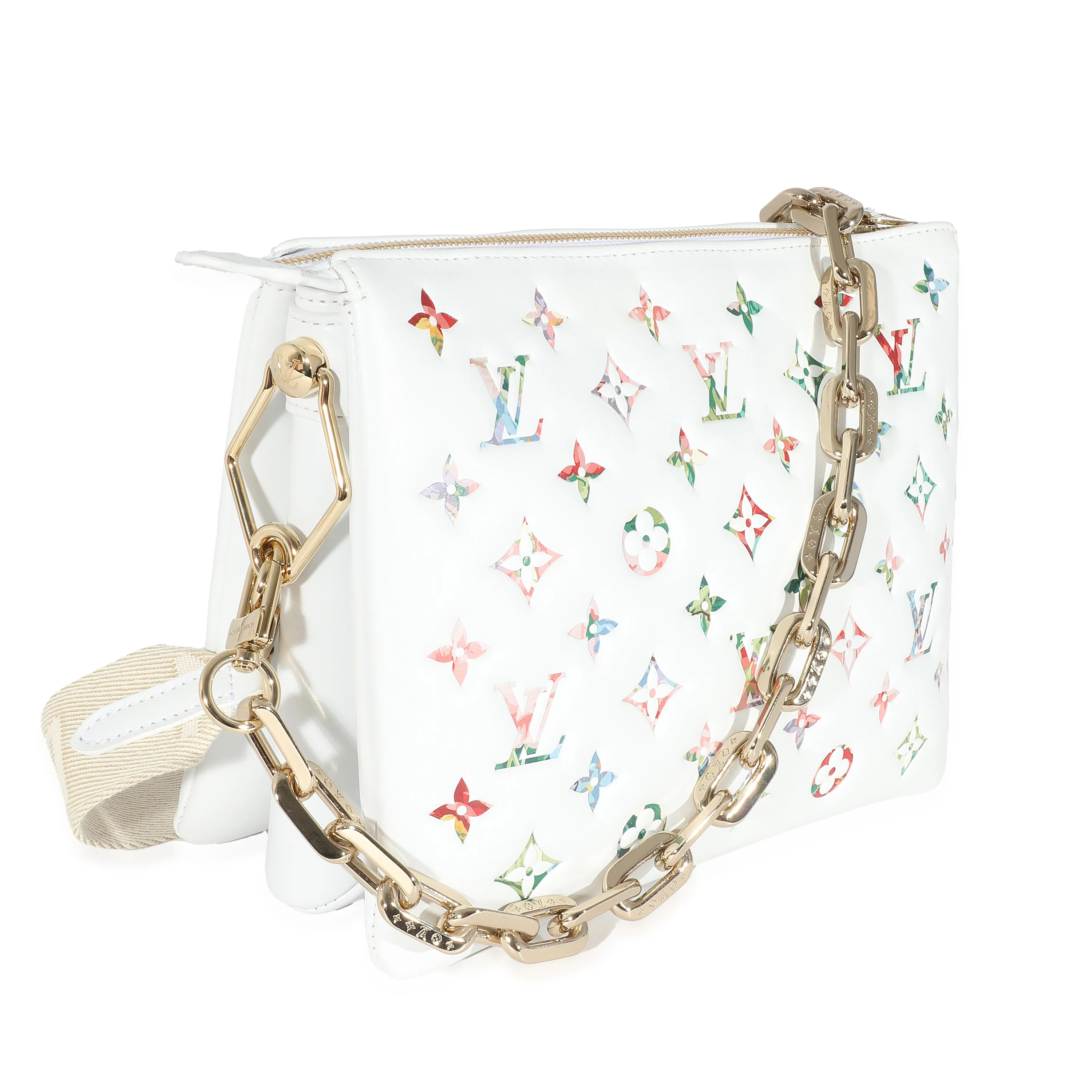 Louis Vuitton Cream Monogram Embossed Puffy Lambskin LV Garden Coussin PM - Image 4