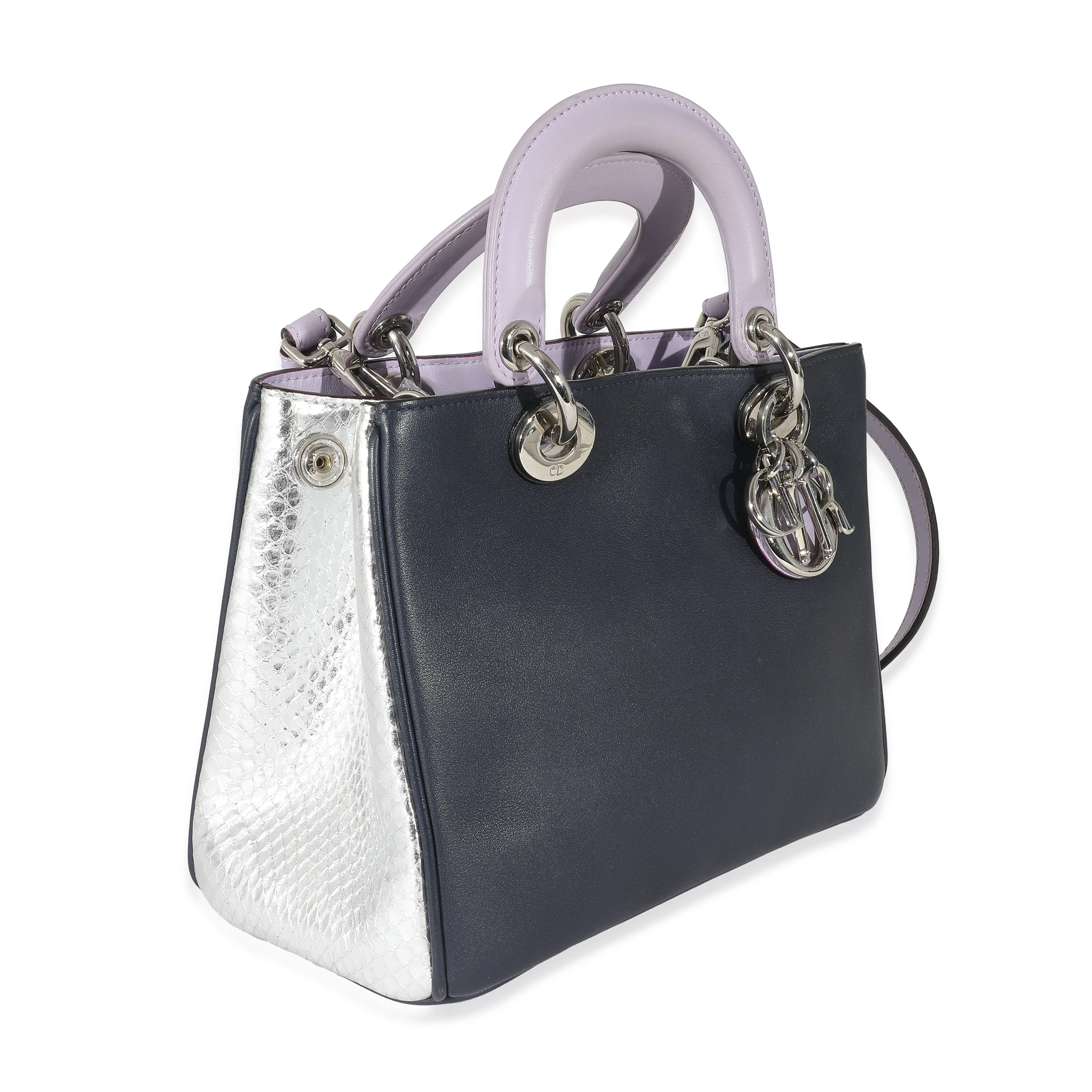 Christian Dior Tricolor Calfskin Silver Watersnake Mini Diorissimo - Image 3