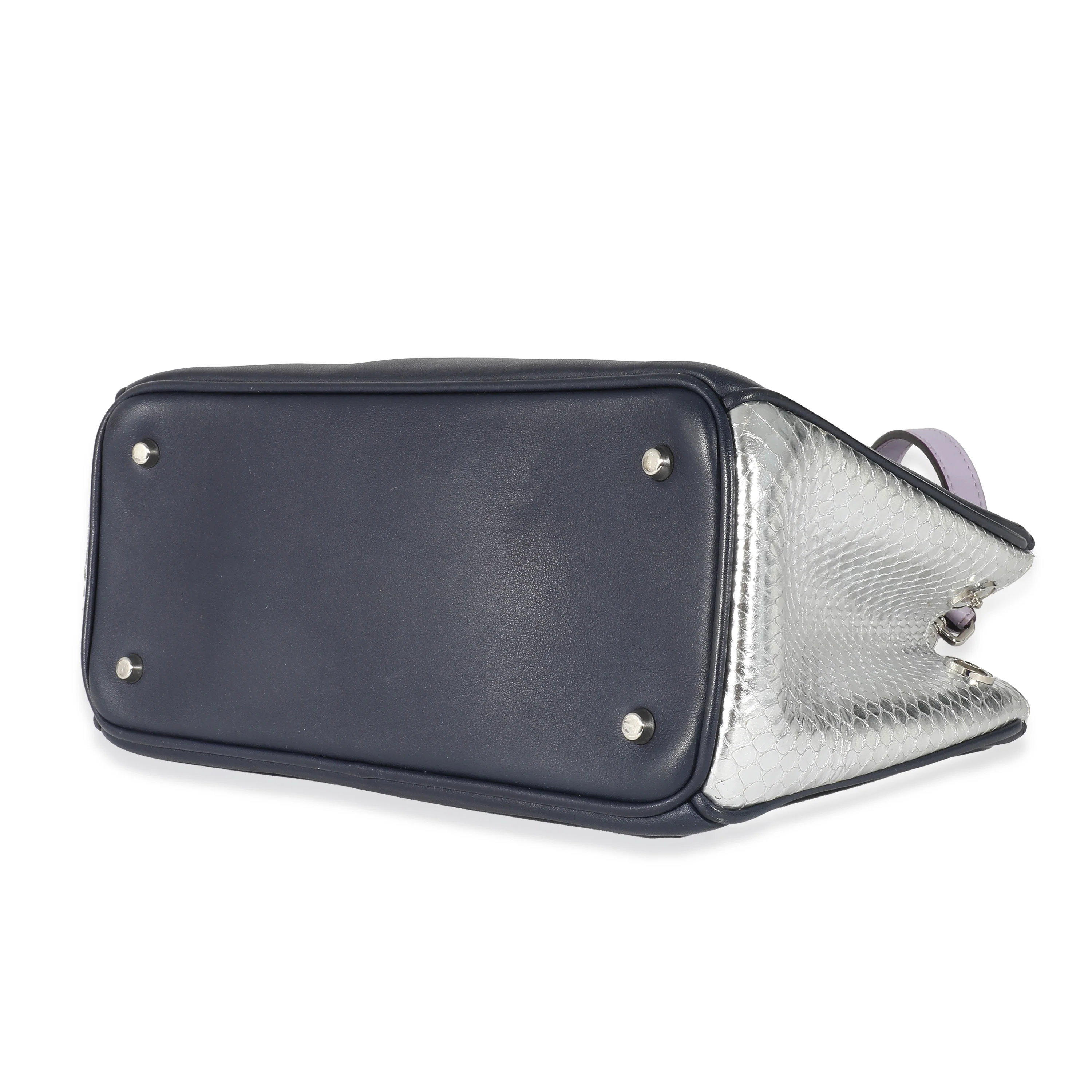Christian Dior Tricolor Calfskin Silver Watersnake Mini Diorissimo - Image 5