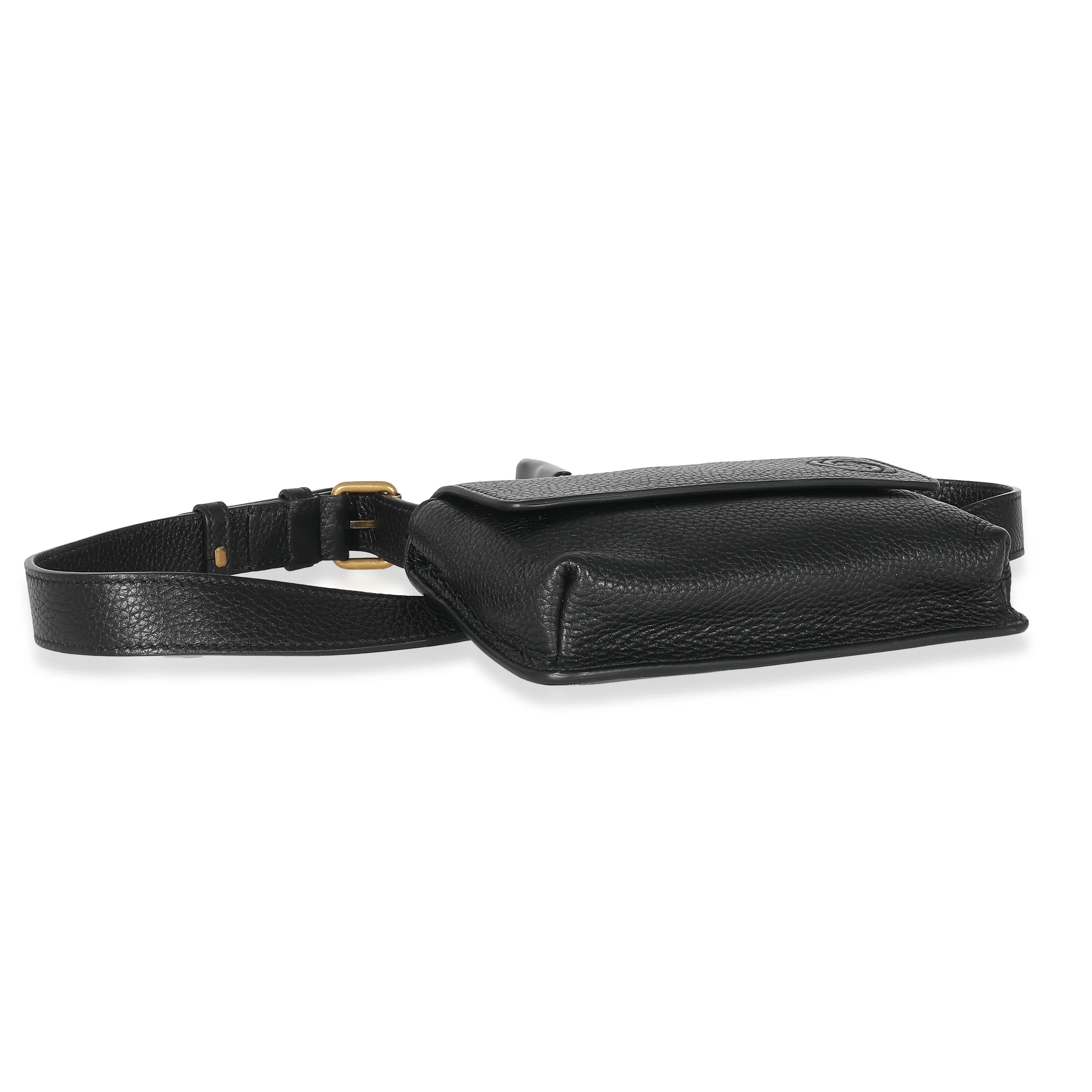 Gucci Black Pebbled Calfskin Soho Flap Belt Bag - Image 7