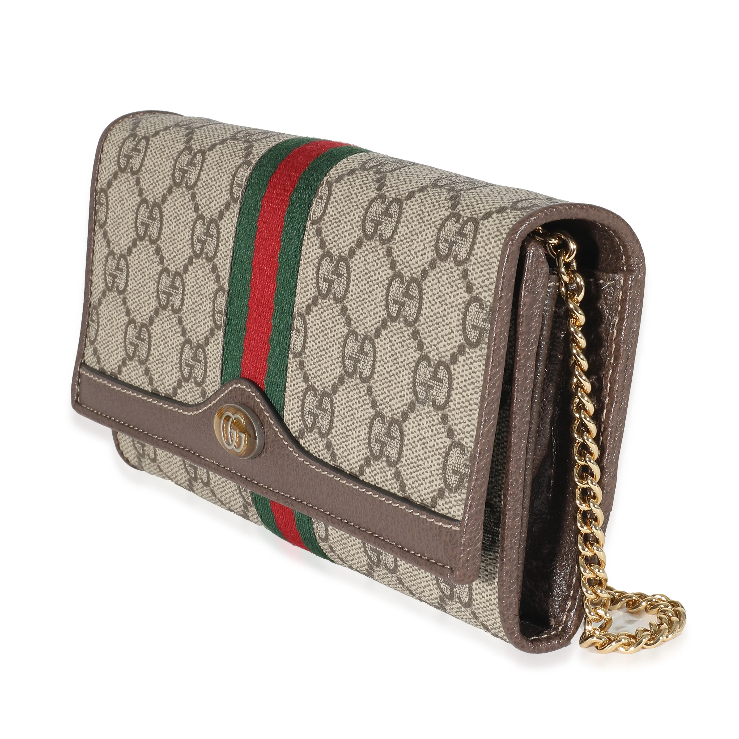 Gucci Beige Ebony GG Supreme Canvas Ophidia GG Chain Wallet - Image 2