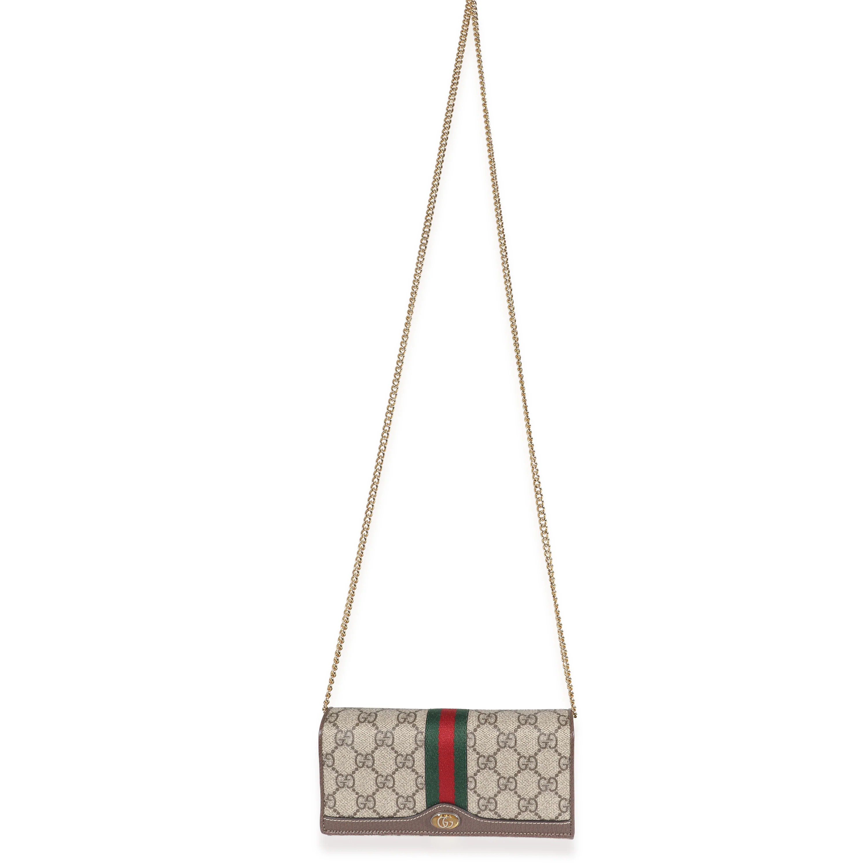 Gucci Beige Ebony GG Supreme Canvas Ophidia GG Chain Wallet - Image 3