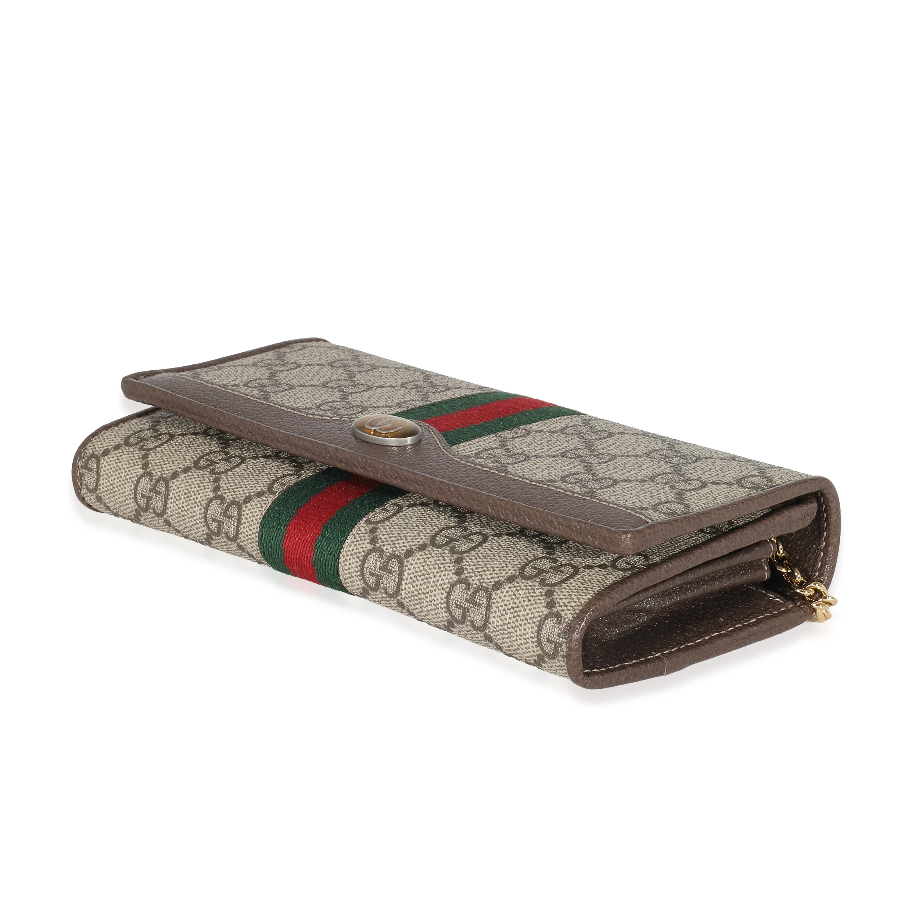 Gucci Beige Ebony GG Supreme Canvas Ophidia GG Chain Wallet - Image 5