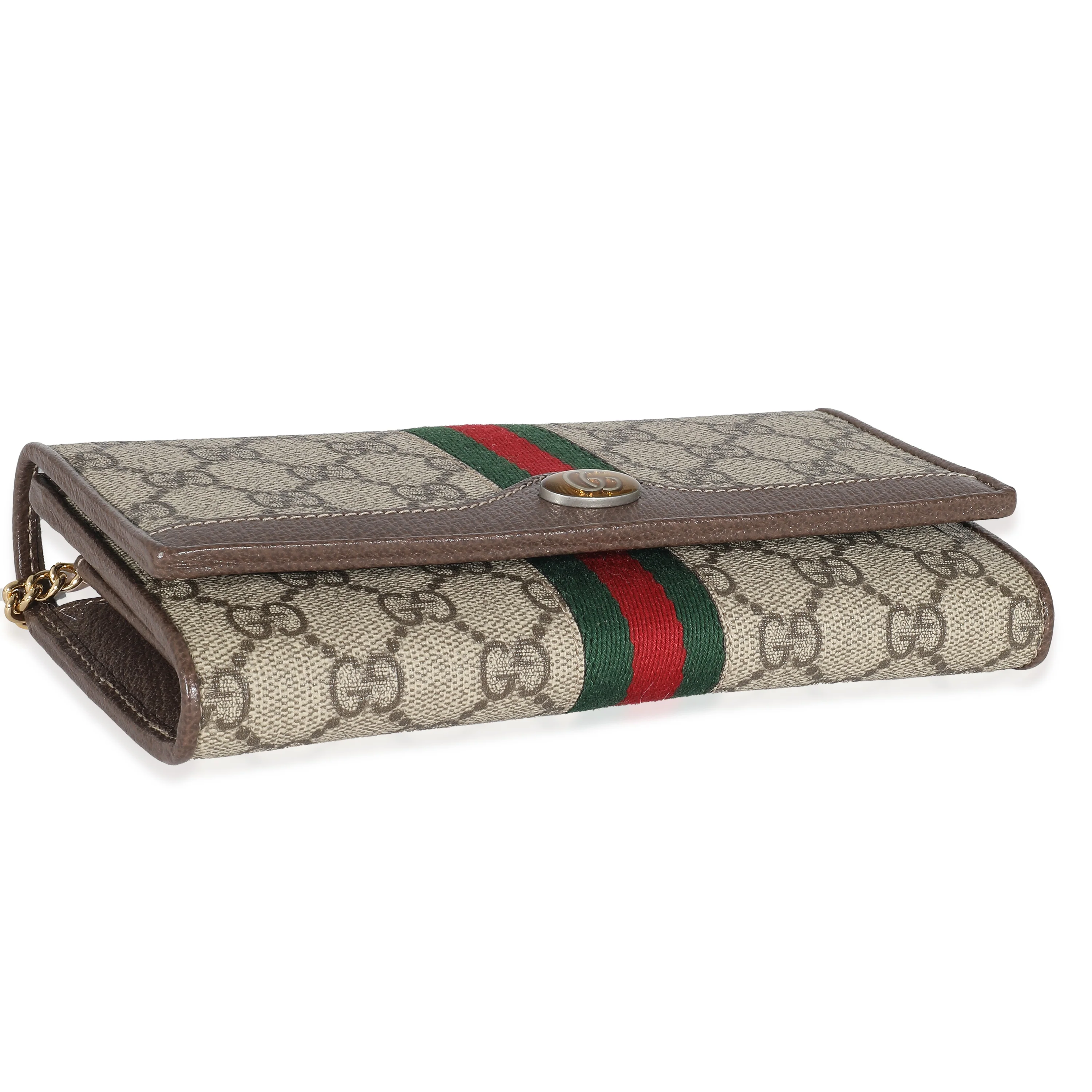 Gucci Beige Ebony GG Supreme Canvas Ophidia GG Chain Wallet - Image 7