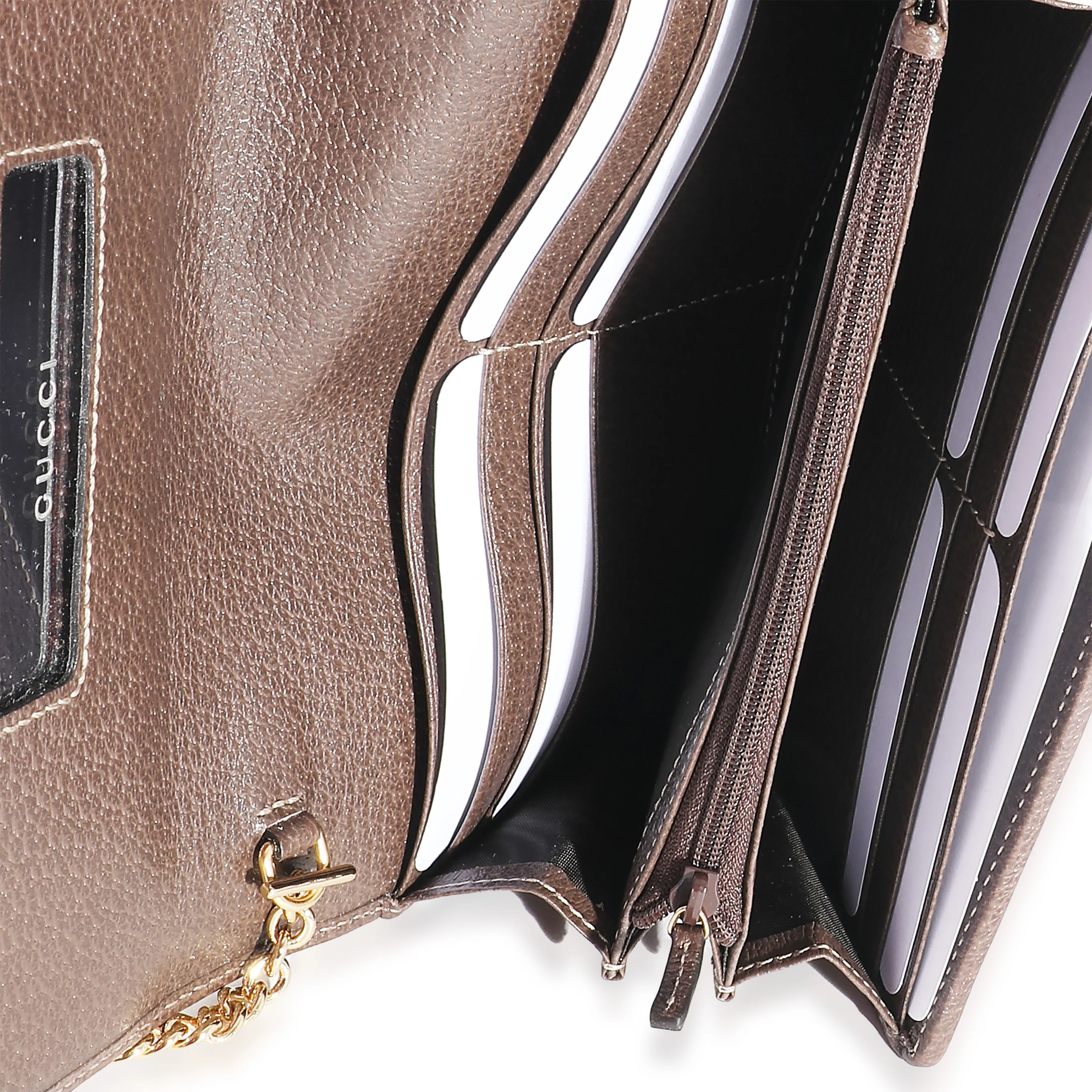 Gucci Beige Ebony GG Supreme Canvas Ophidia GG Chain Wallet - Image 8