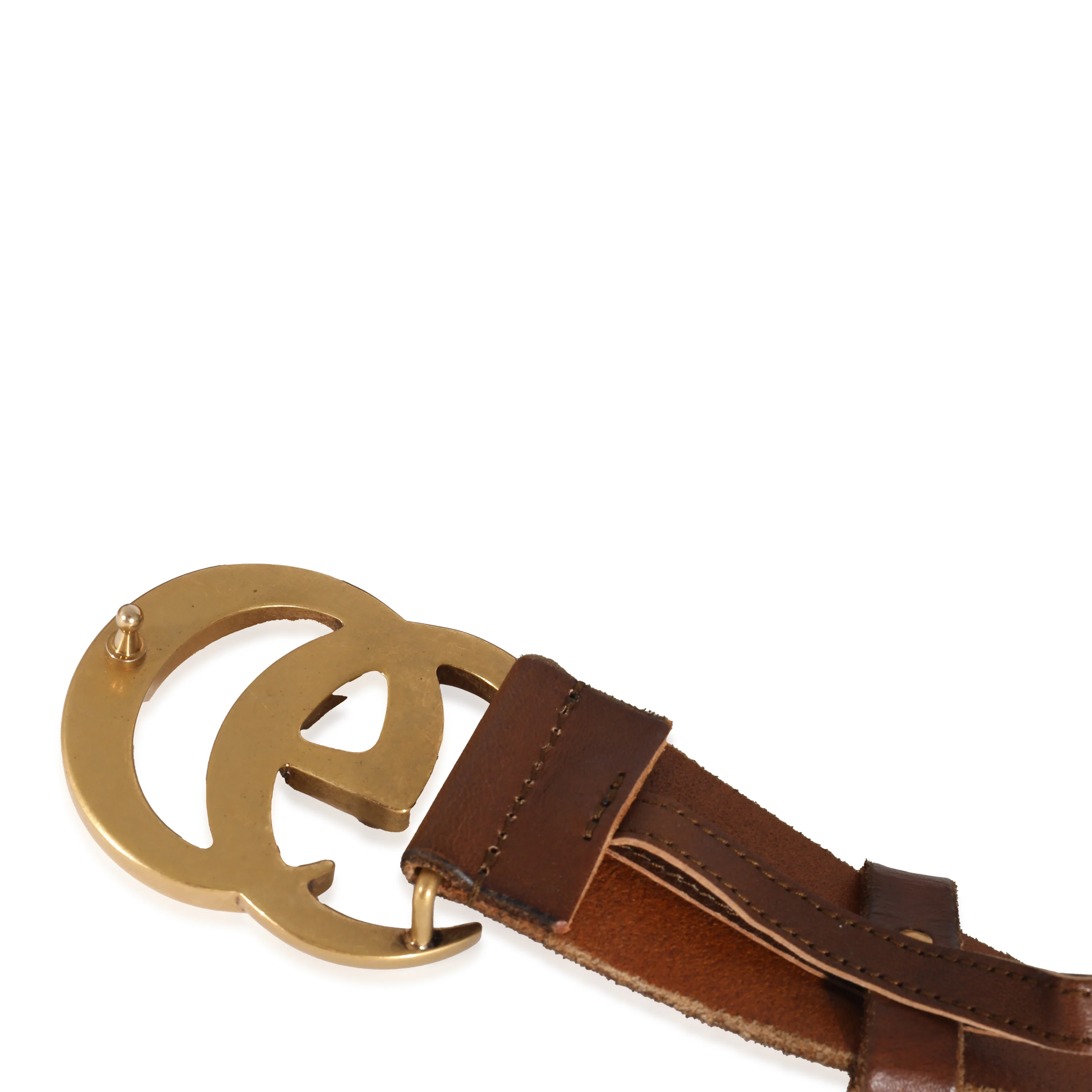 Gucci Brown Leather Double G Buckle Belt 80/32 - Image 4