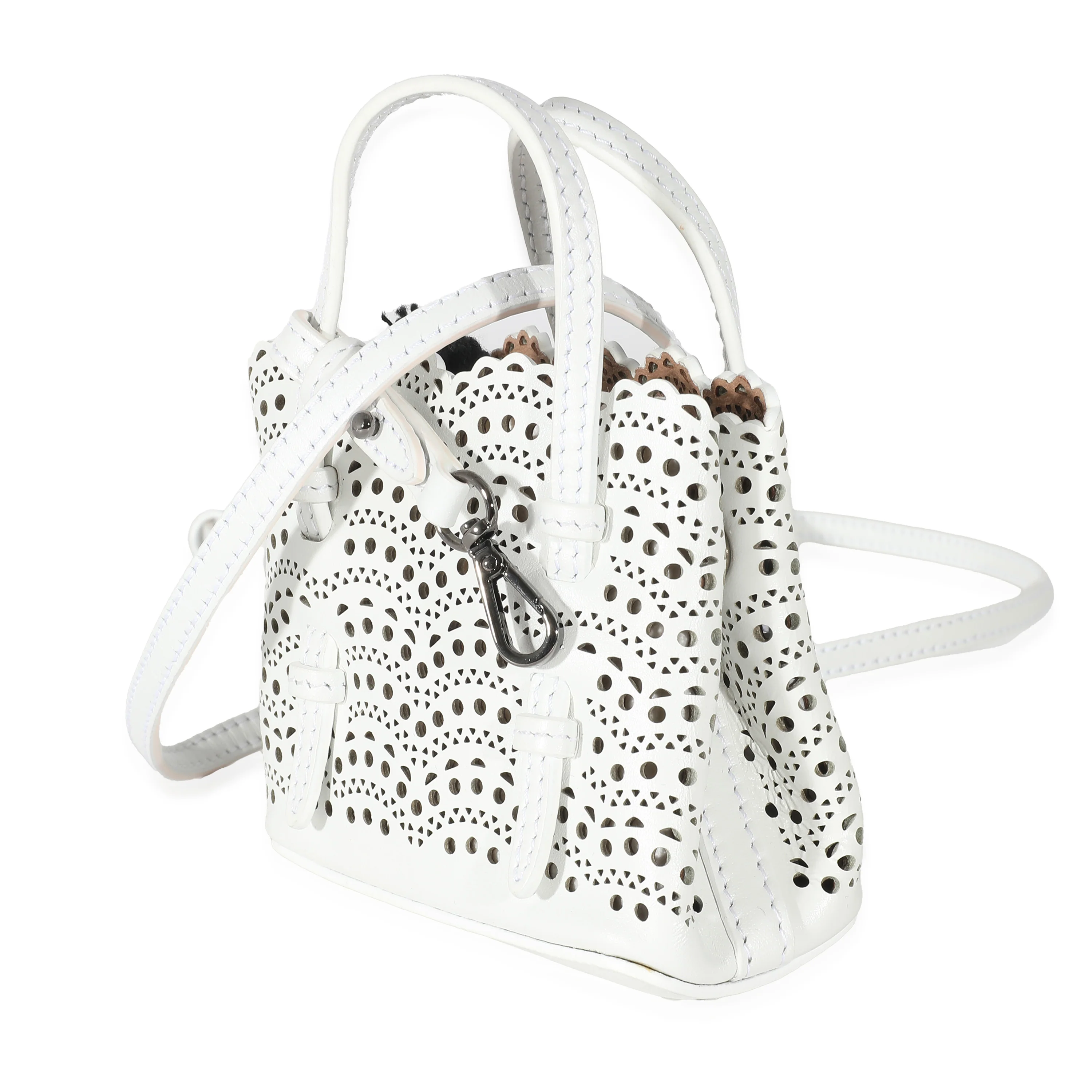 Alaia Blanc Optique Calfskin Mini Mina Bag - Image 3