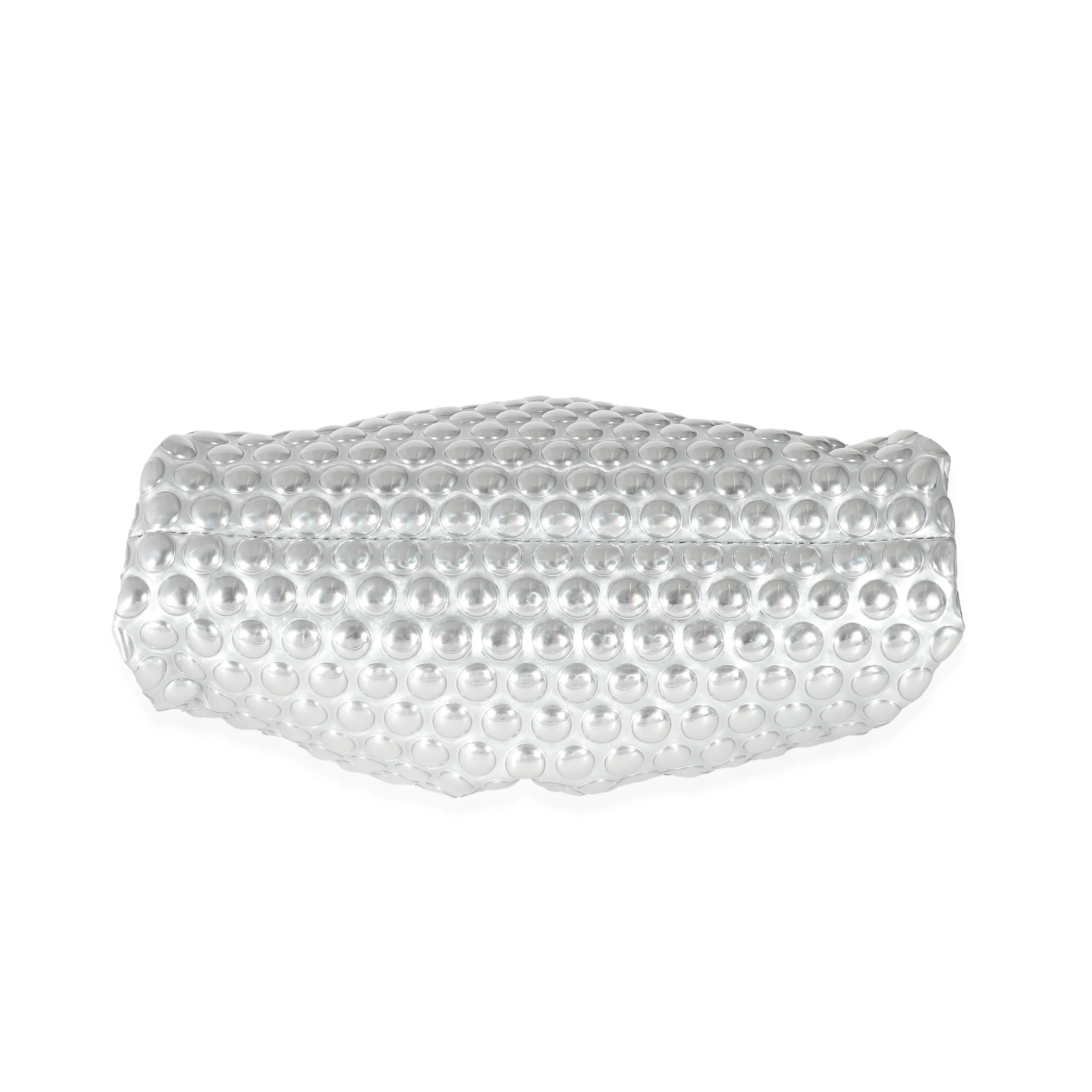 Bottega Veneta Silver Metallic Bubble Wrap Leather The Mini Pouch - Image 6