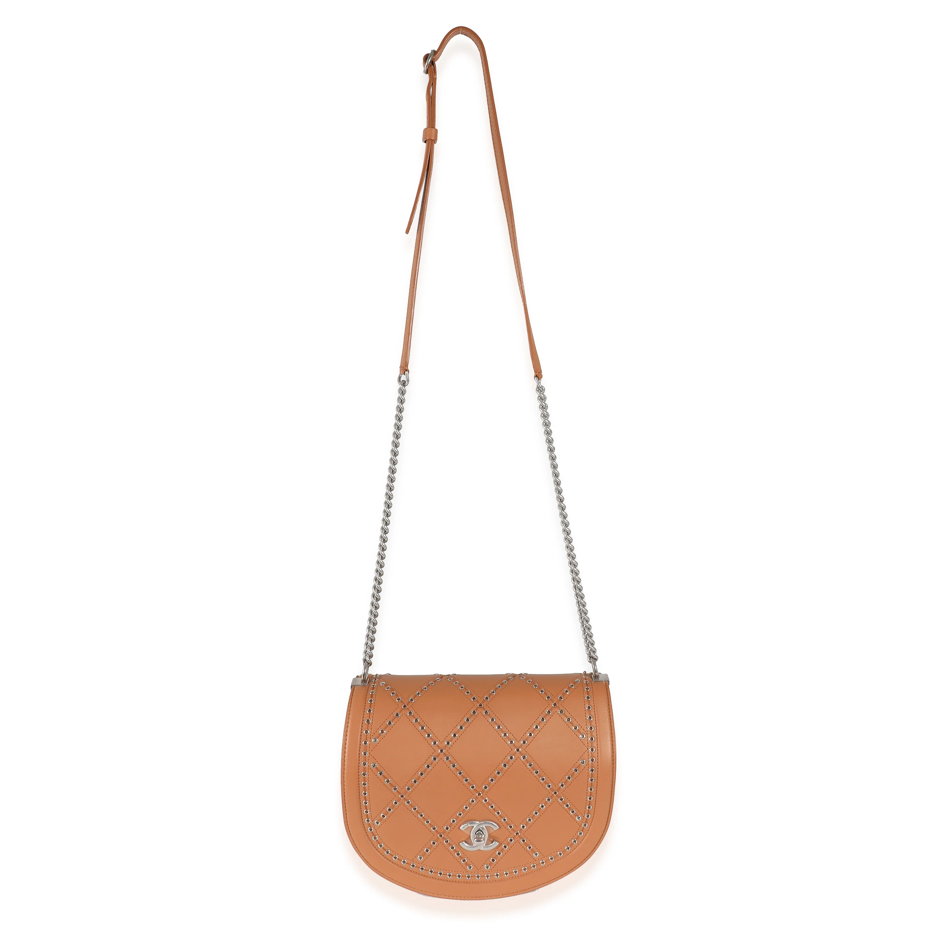 Chanel Brown Calfskin Small Coco Eyelets Flap Bag - Image 3
