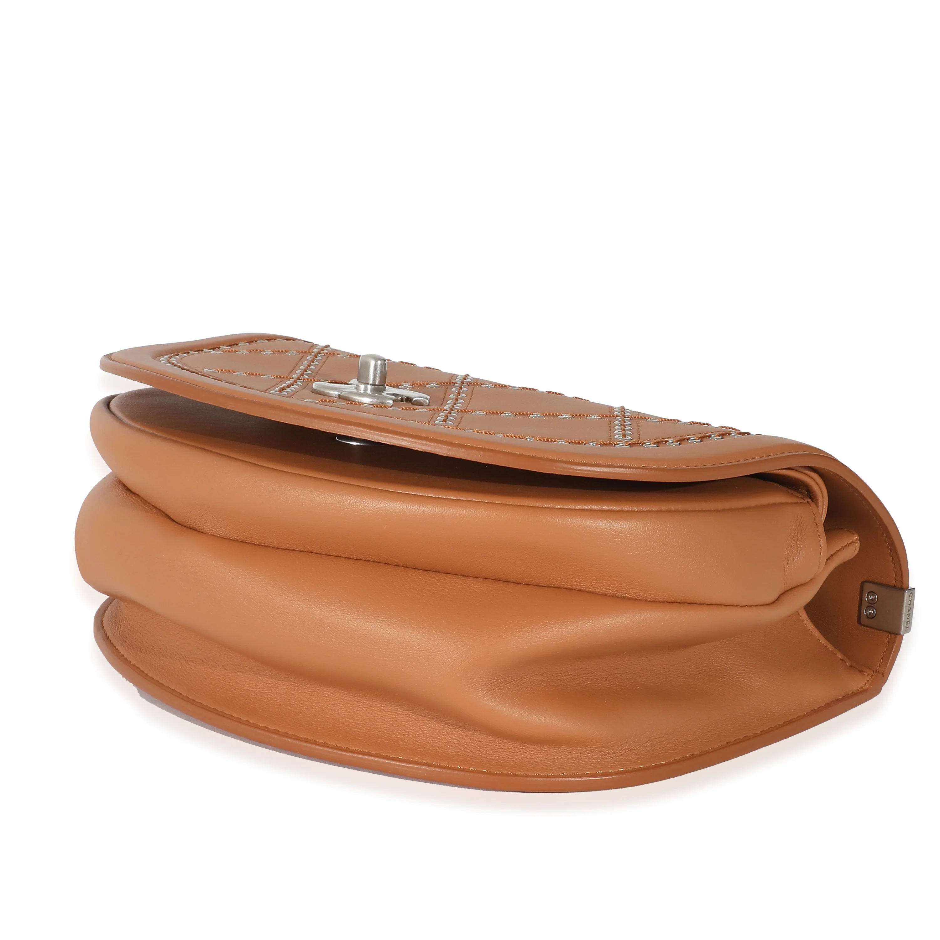 Chanel Brown Calfskin Small Coco Eyelets Flap Bag - Image 5