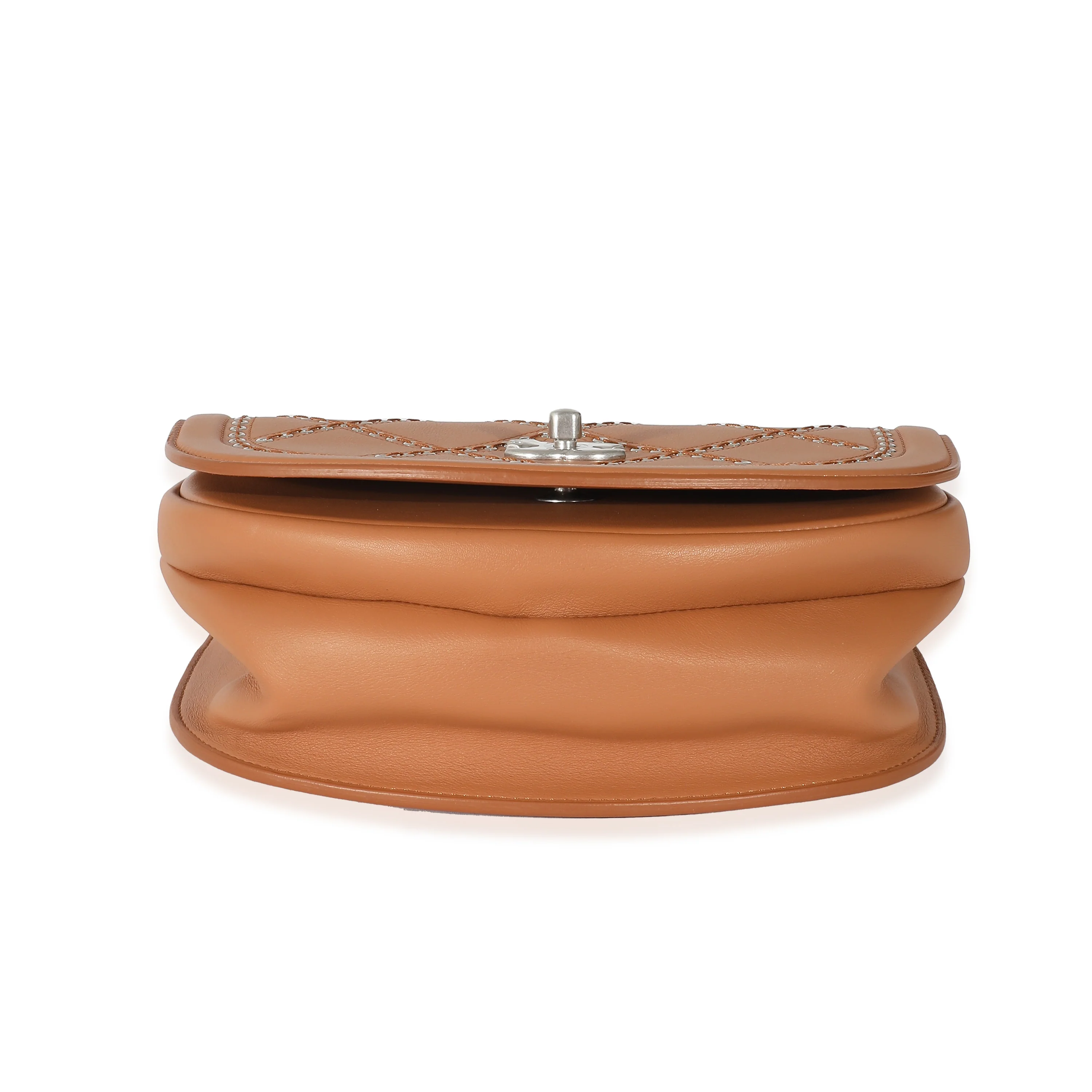 Chanel Brown Calfskin Small Coco Eyelets Flap Bag - Image 6
