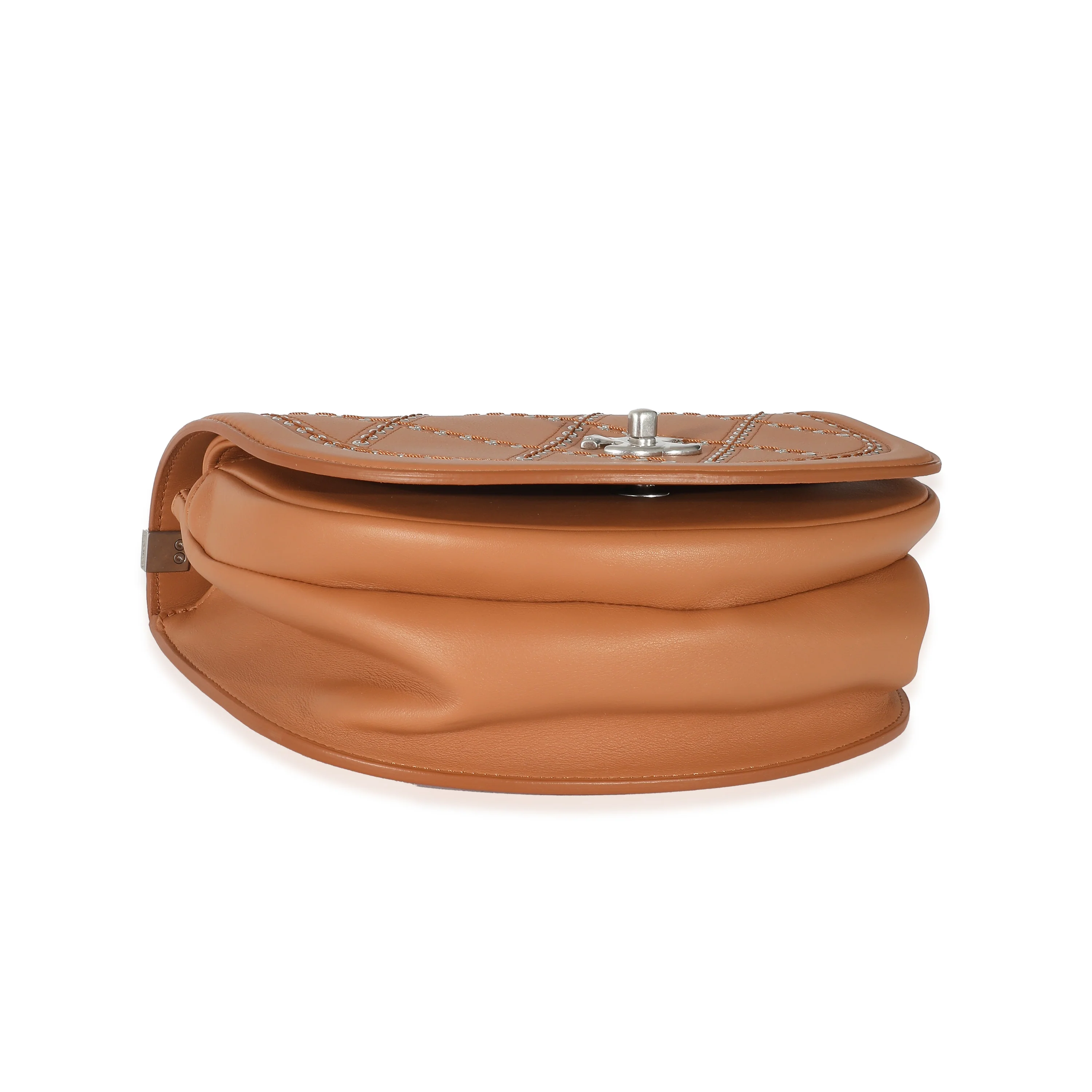 Chanel Brown Calfskin Small Coco Eyelets Flap Bag - Image 7