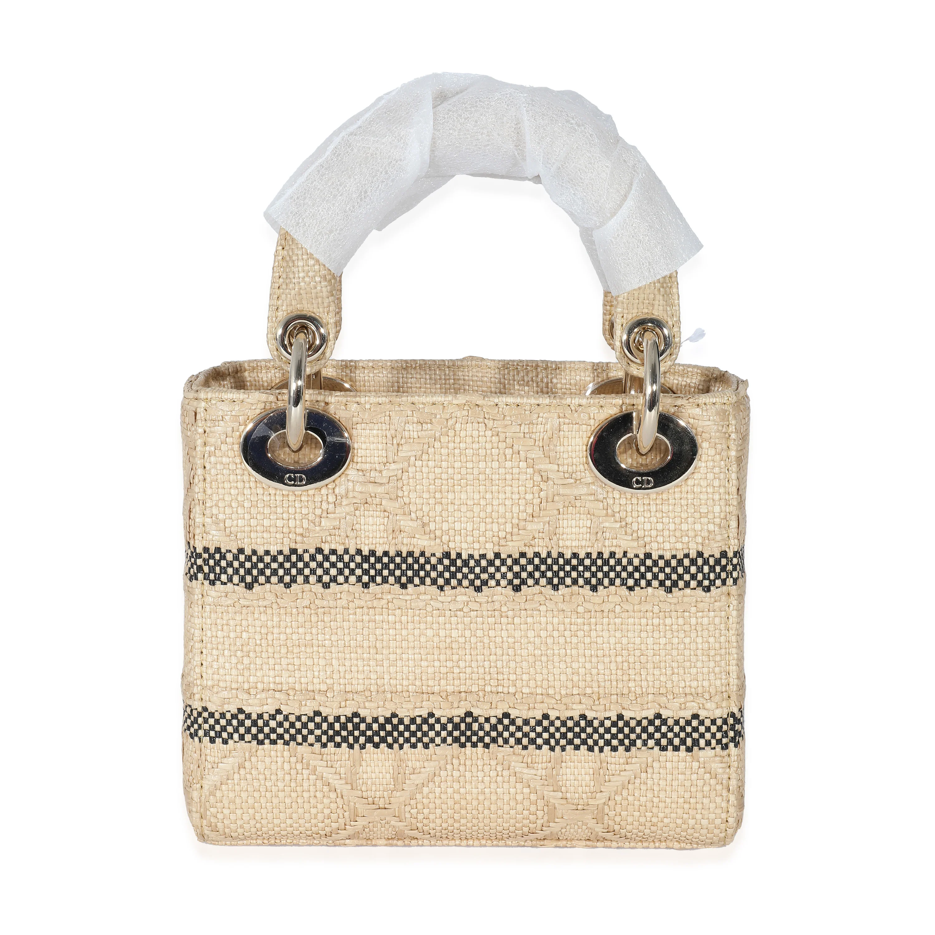 Christian Dior Natural Cannage Raffia Mini Lady D-Lite  - Image 4