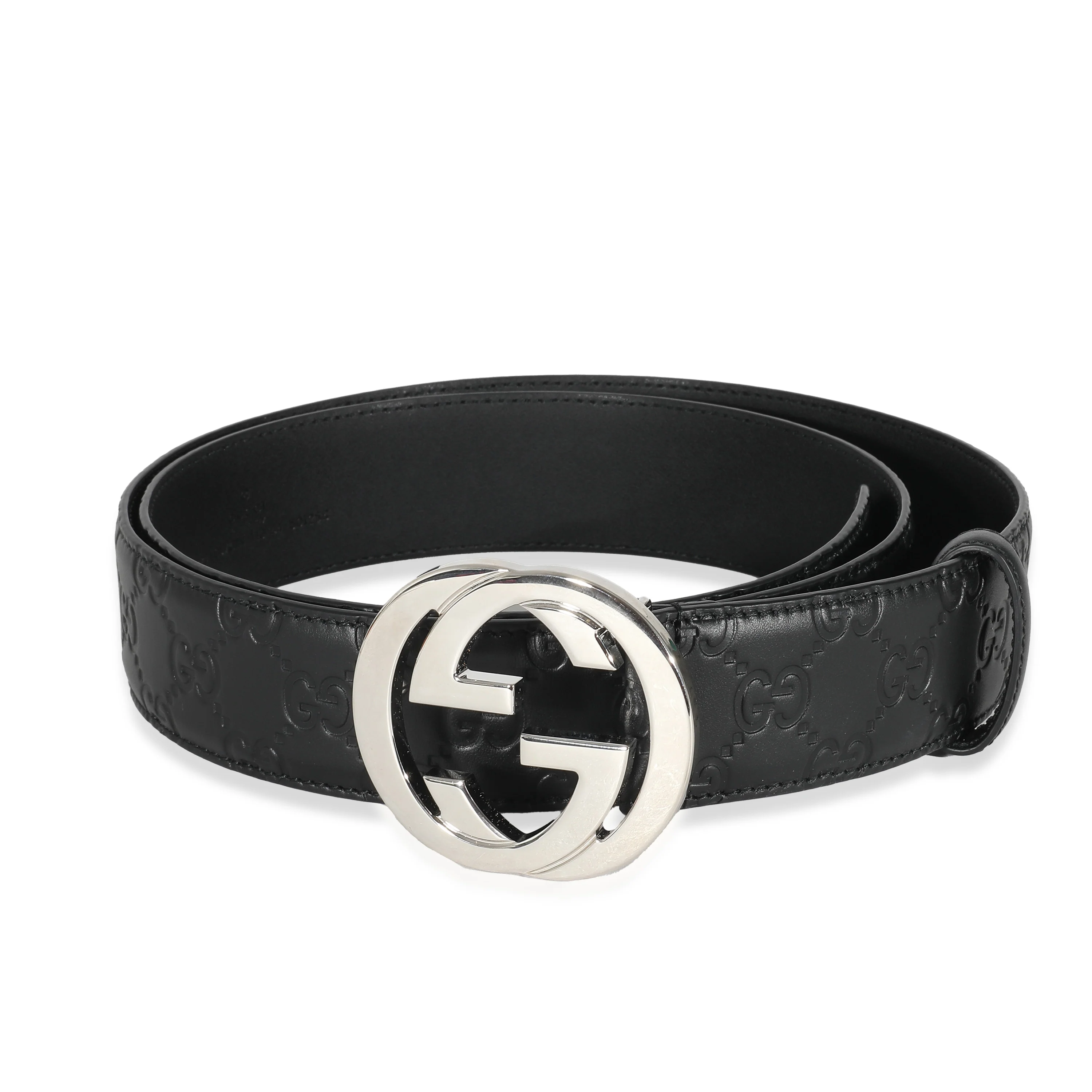 Black Guccissima Leather Interlocking G Belt 110/44