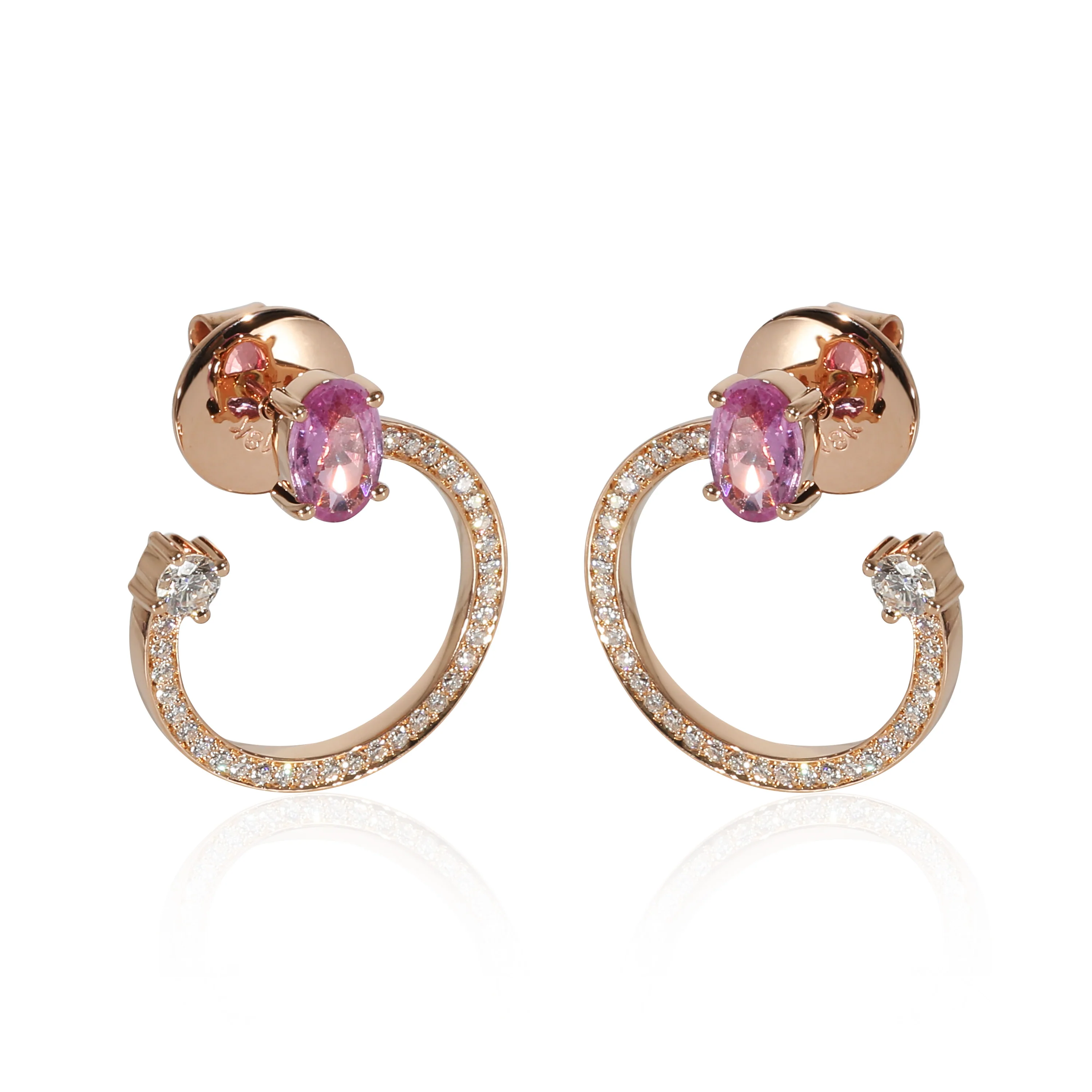 HUEB Spectrum Pink Sapphire & Diamond Earrings in 18k Rose Gold 0.39 CTW