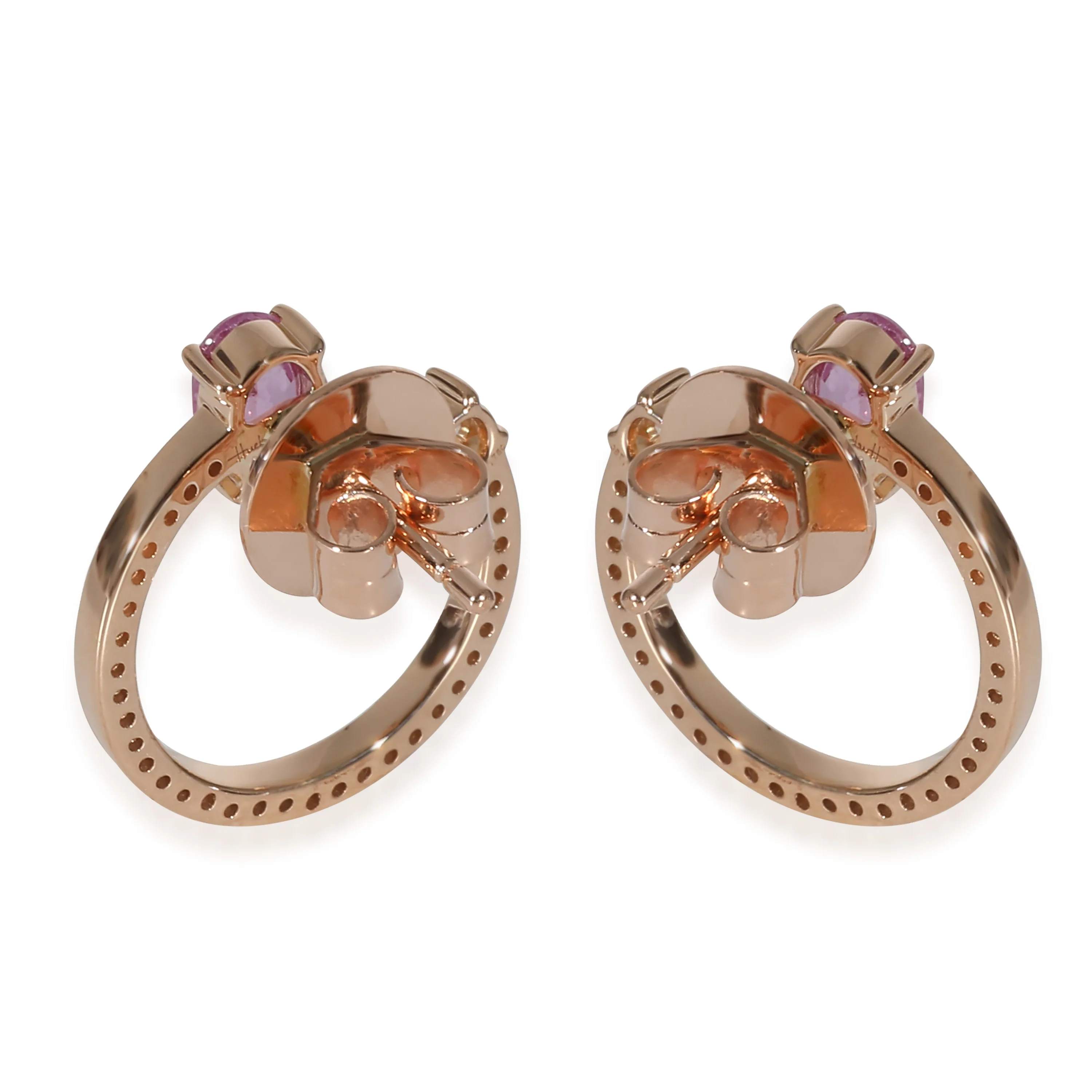 HUEB Spectrum Pink Sapphire & Diamond Earrings in 18k Rose Gold 0.39 CTW - Image 3