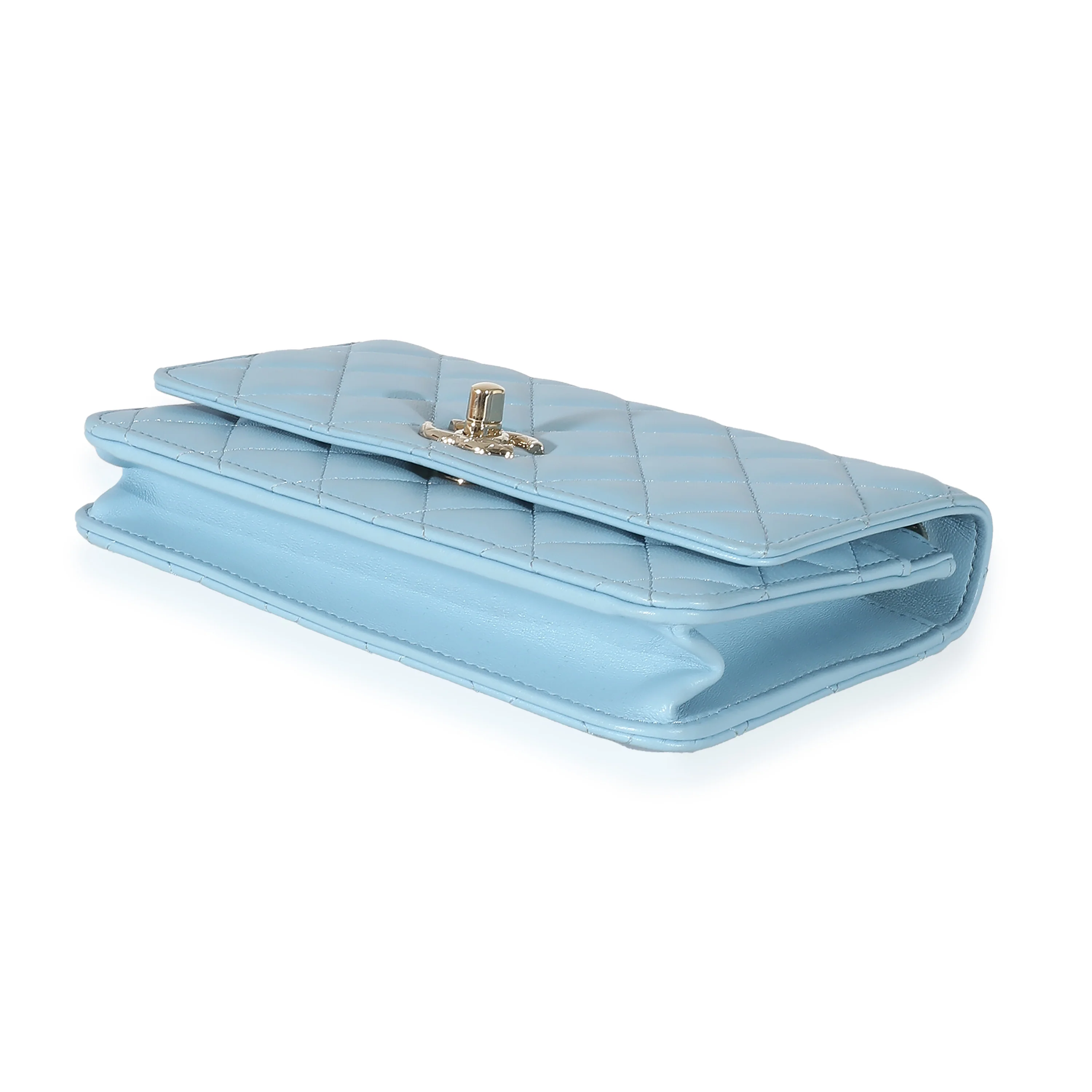 Chanel Light Blue Quilted Lambskin Trendy CC Wallet On Chain - Image 6
