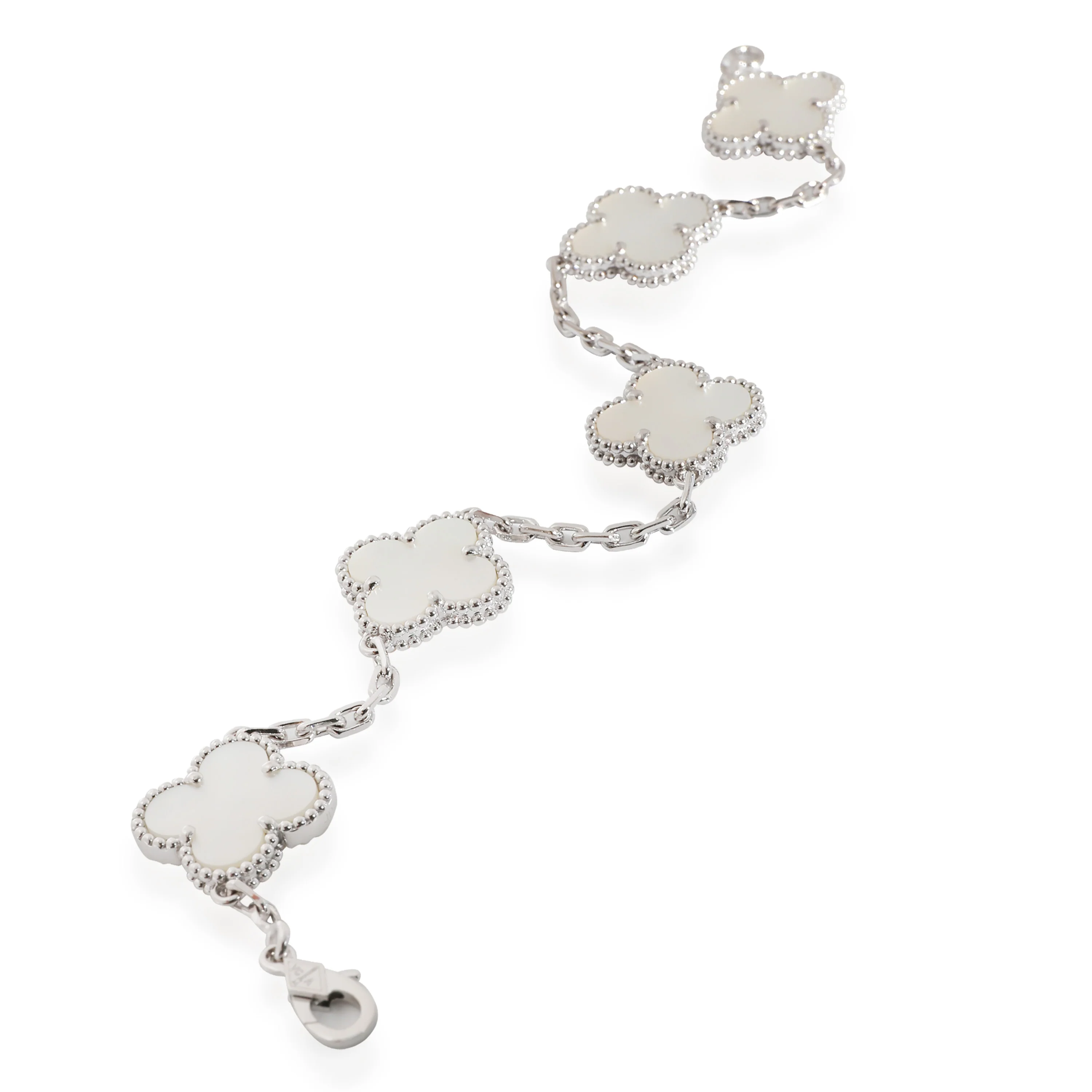 Van Cleef & Arpels Alahmbra Mother Of Pearl Bracelet in 18k White Gold - Image 2