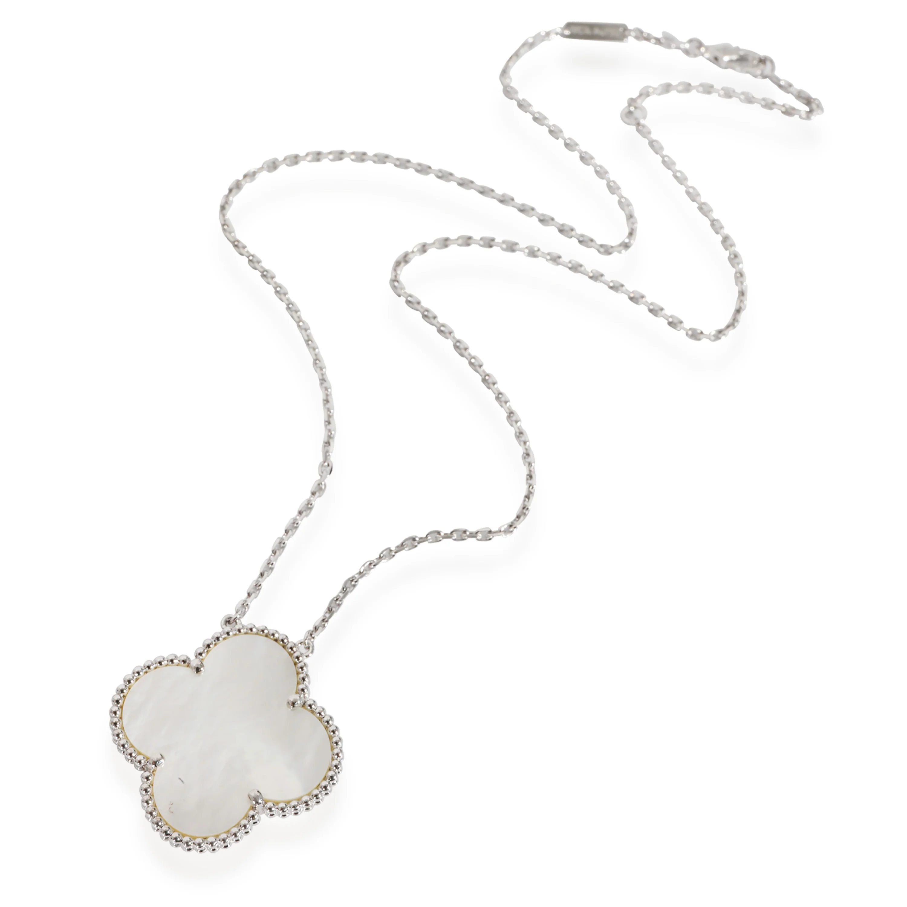 Van Cleef & Arpels Alhambra Mother Of Pearl Pendant in 18k White Gold - Image 2