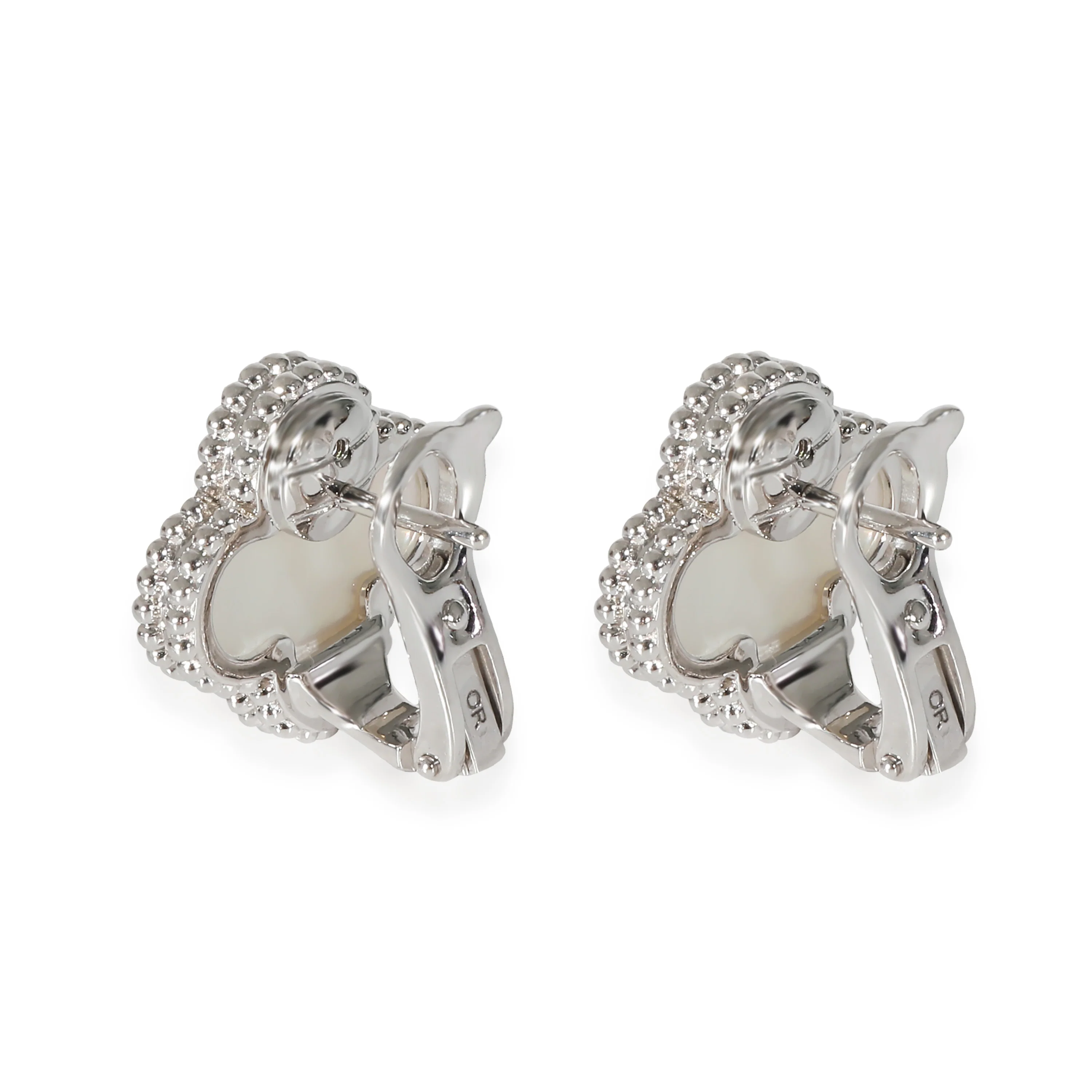 Van Cleef & Arpels Alhambra Mother Of Pearl Earrings in 18k White Gold - Image 3