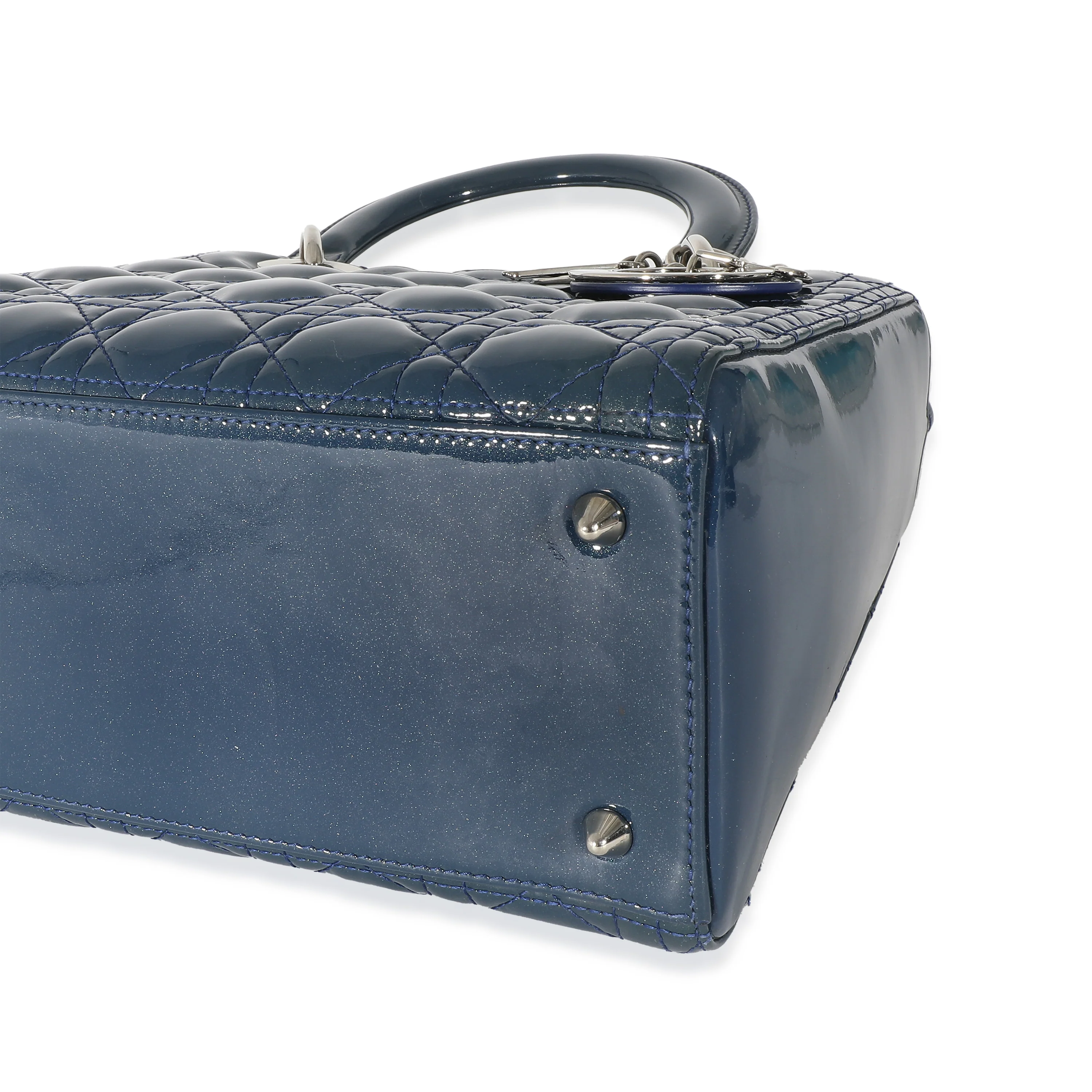 Christian Dior Navy Patent Cannage Medium Lady Dior - Image 6