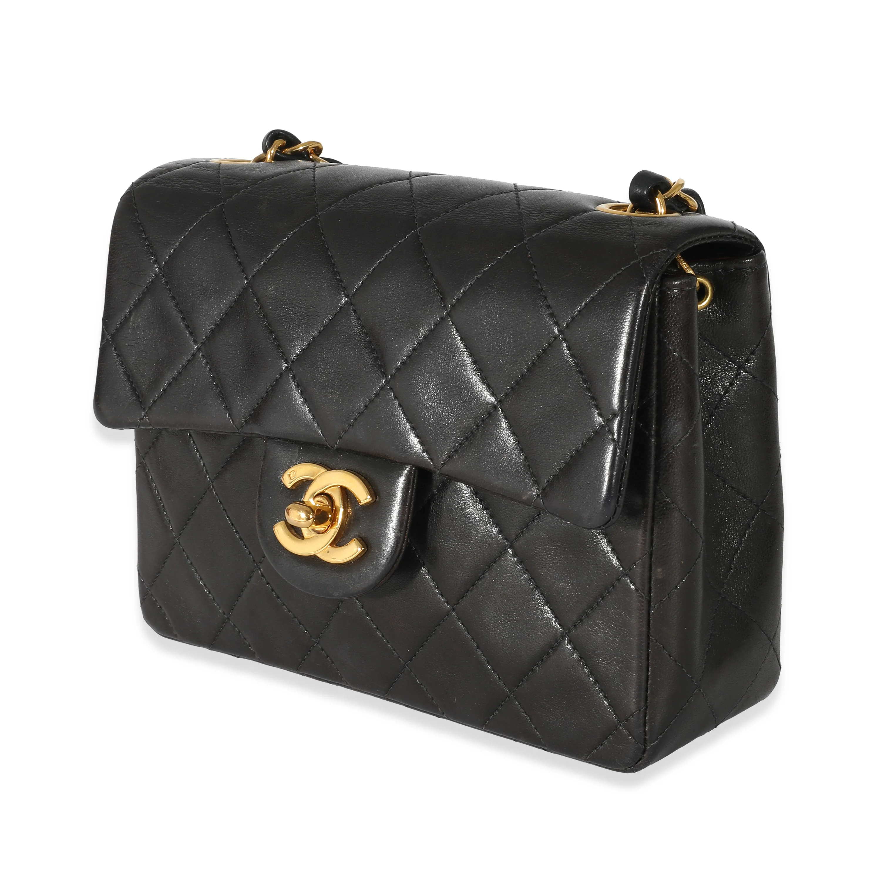 Chanel 24K Black Quilted Lambskin Mini Square Flap Bag - Image 2