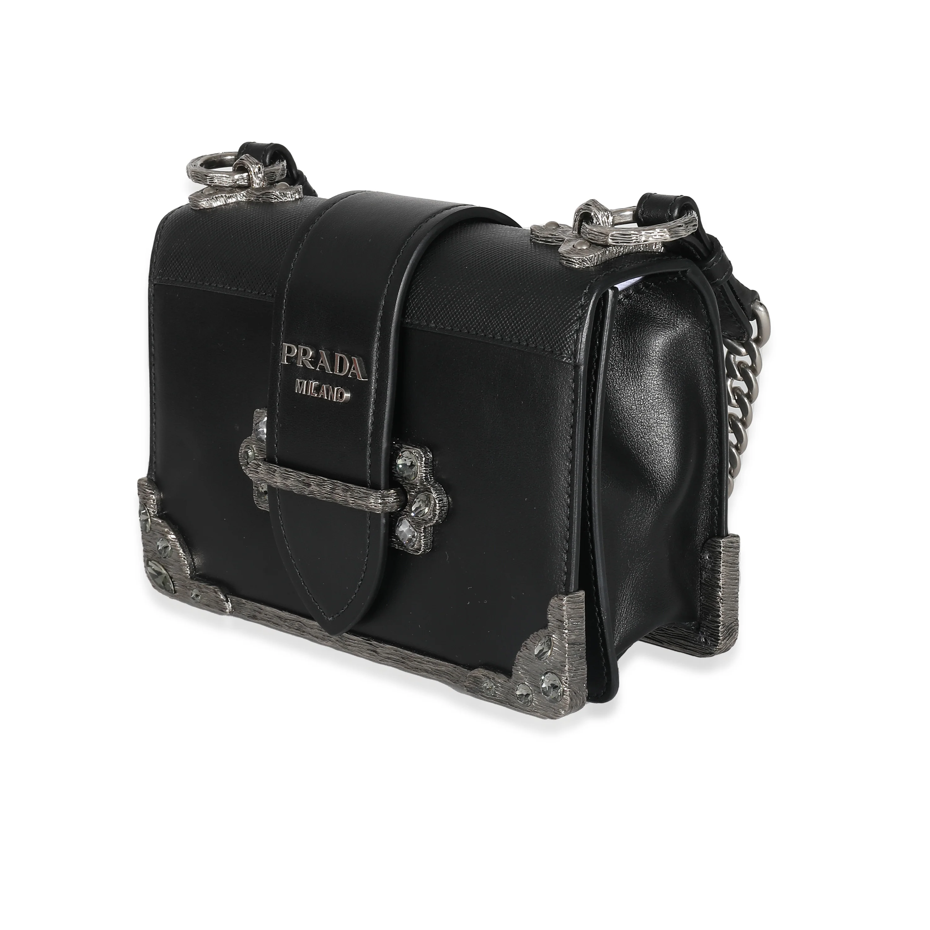 Prada Black City Calf Embellished Small Cahier - Image 2