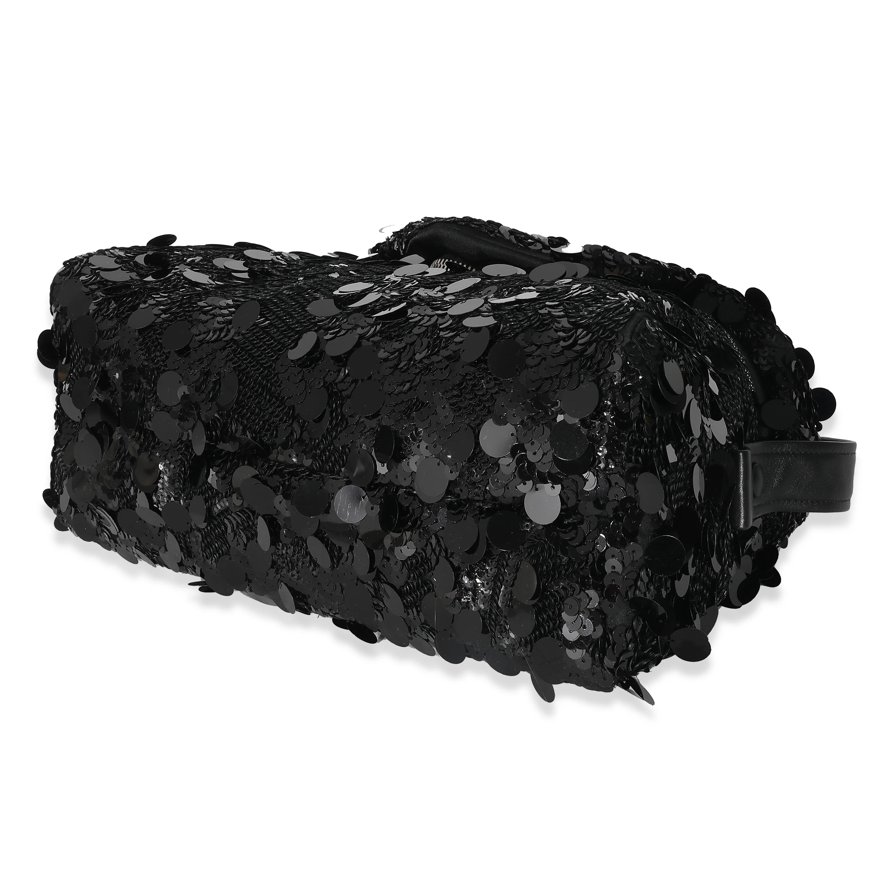 Black Vitello Trimmed Sequin Signaux Paillettes Bag - Image 6