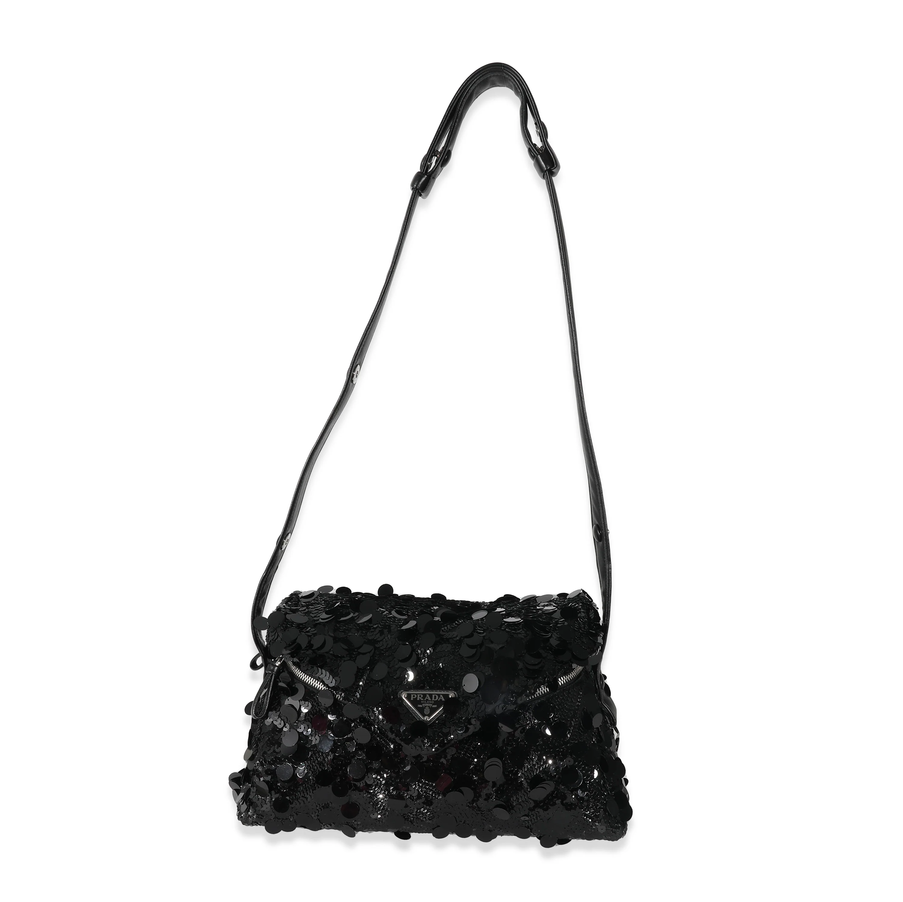 Black Vitello Trimmed Sequin Signaux Paillettes Bag - Image 8