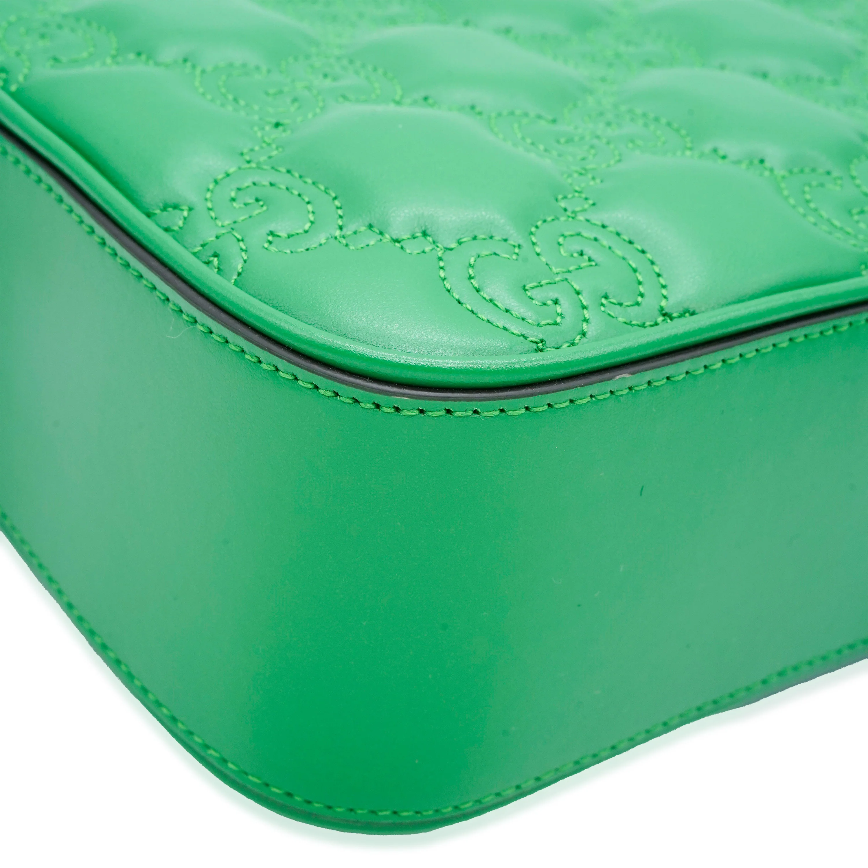 Gucci Green Leather Small GG Matelasse Camera Bag - Image 3