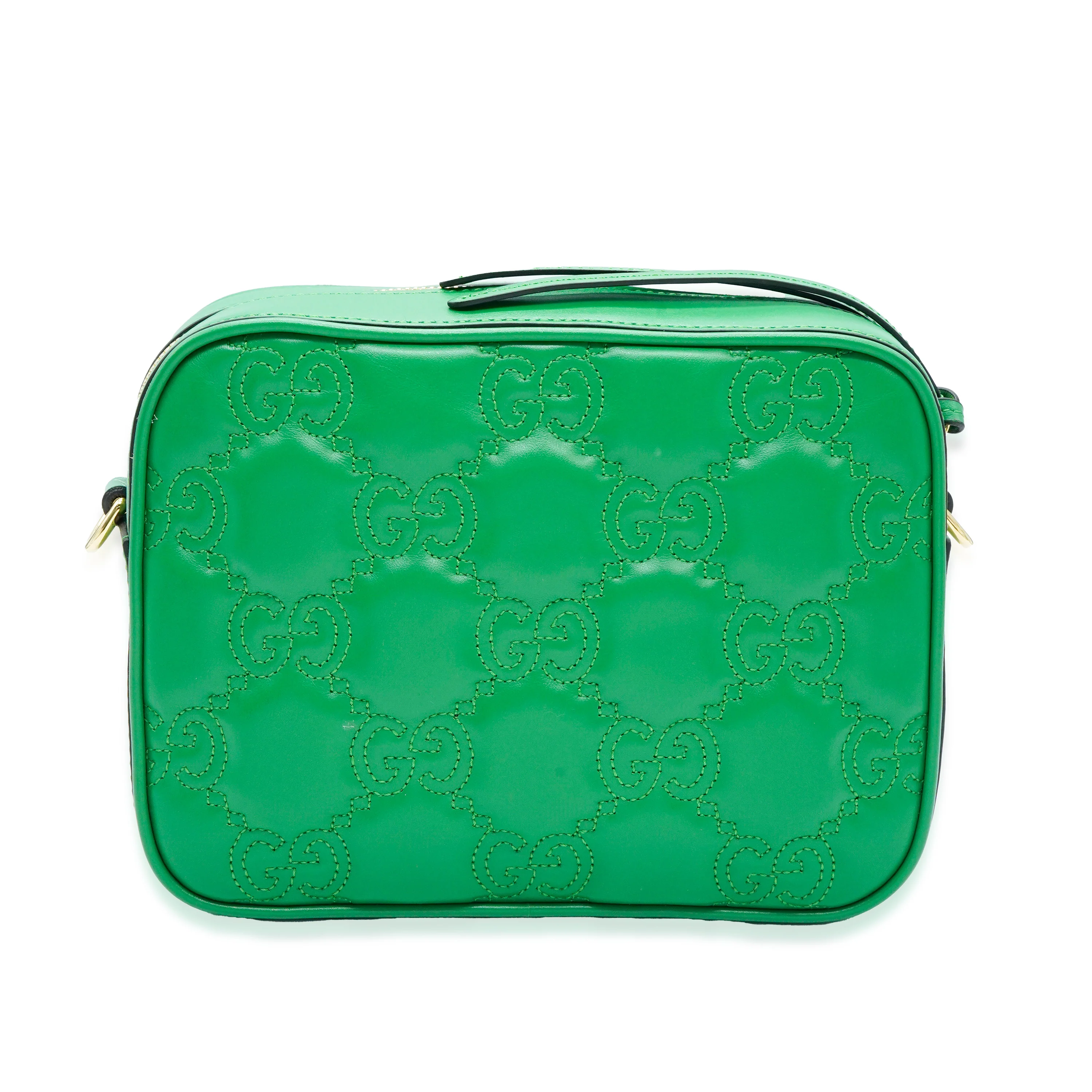 Gucci Green Leather Small GG Matelasse Camera Bag - Image 8