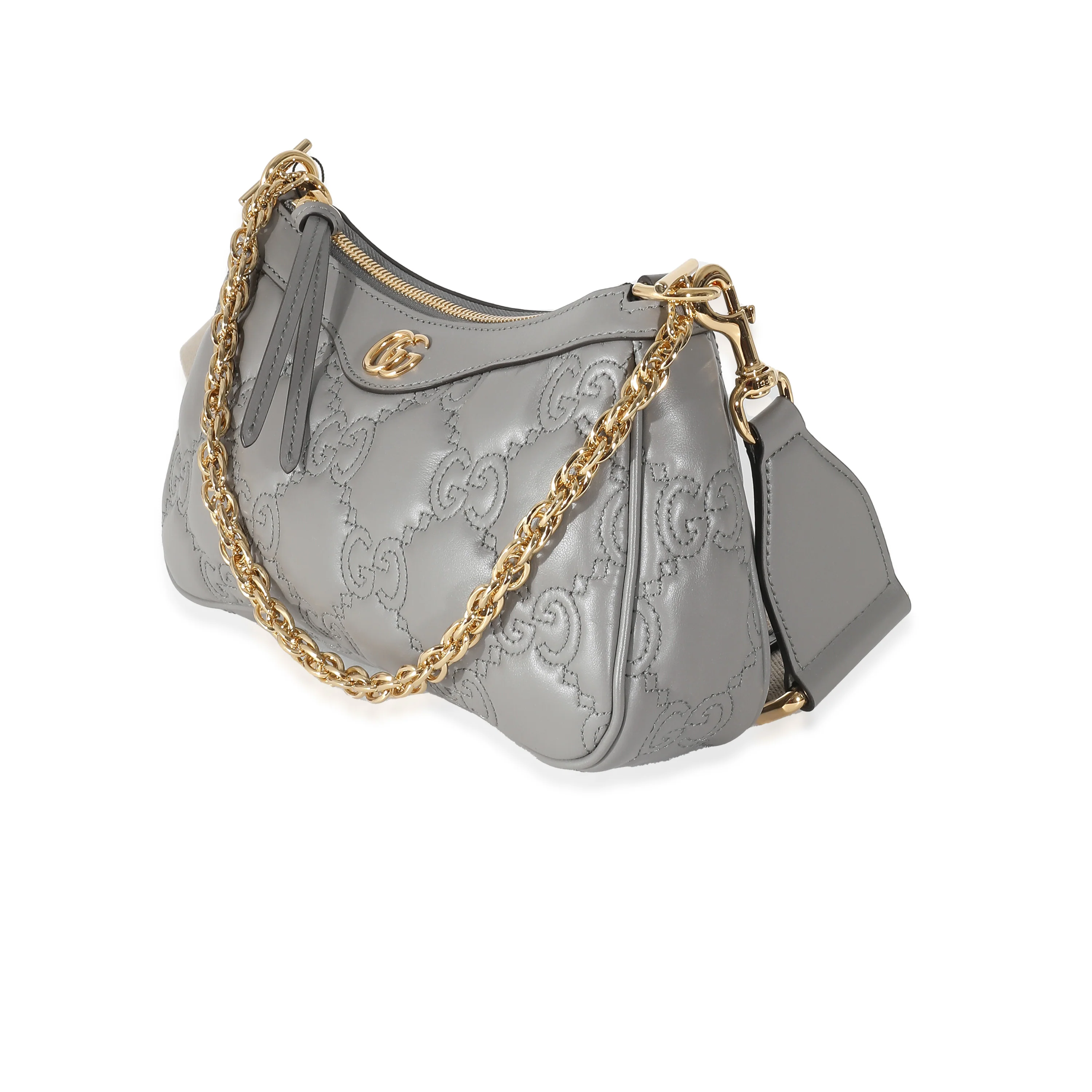 Gucci Grey Leather GG Matelasse Shoulder Bag - Image 2