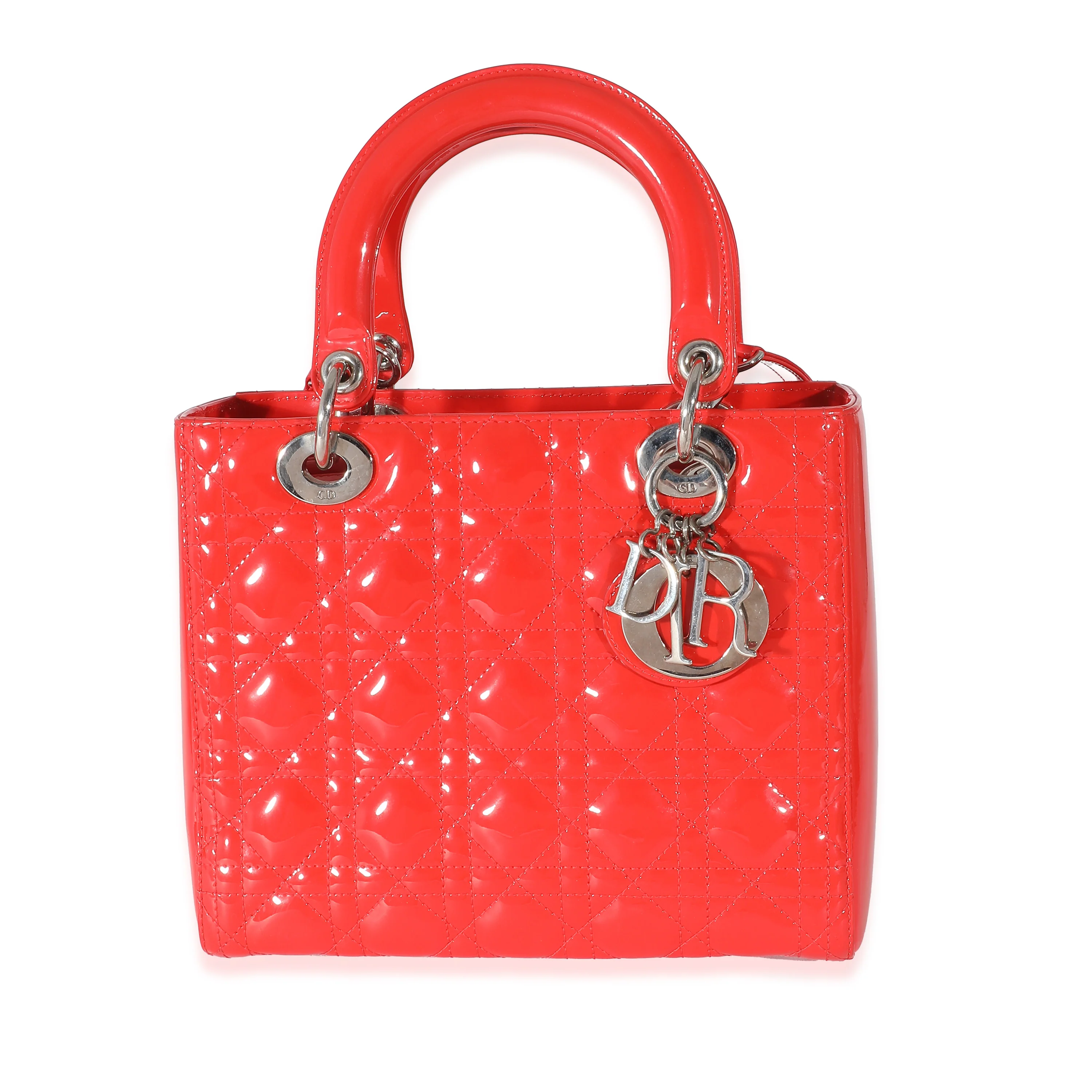 Christian Dior Red Patent Cannage Medium Lady Dior