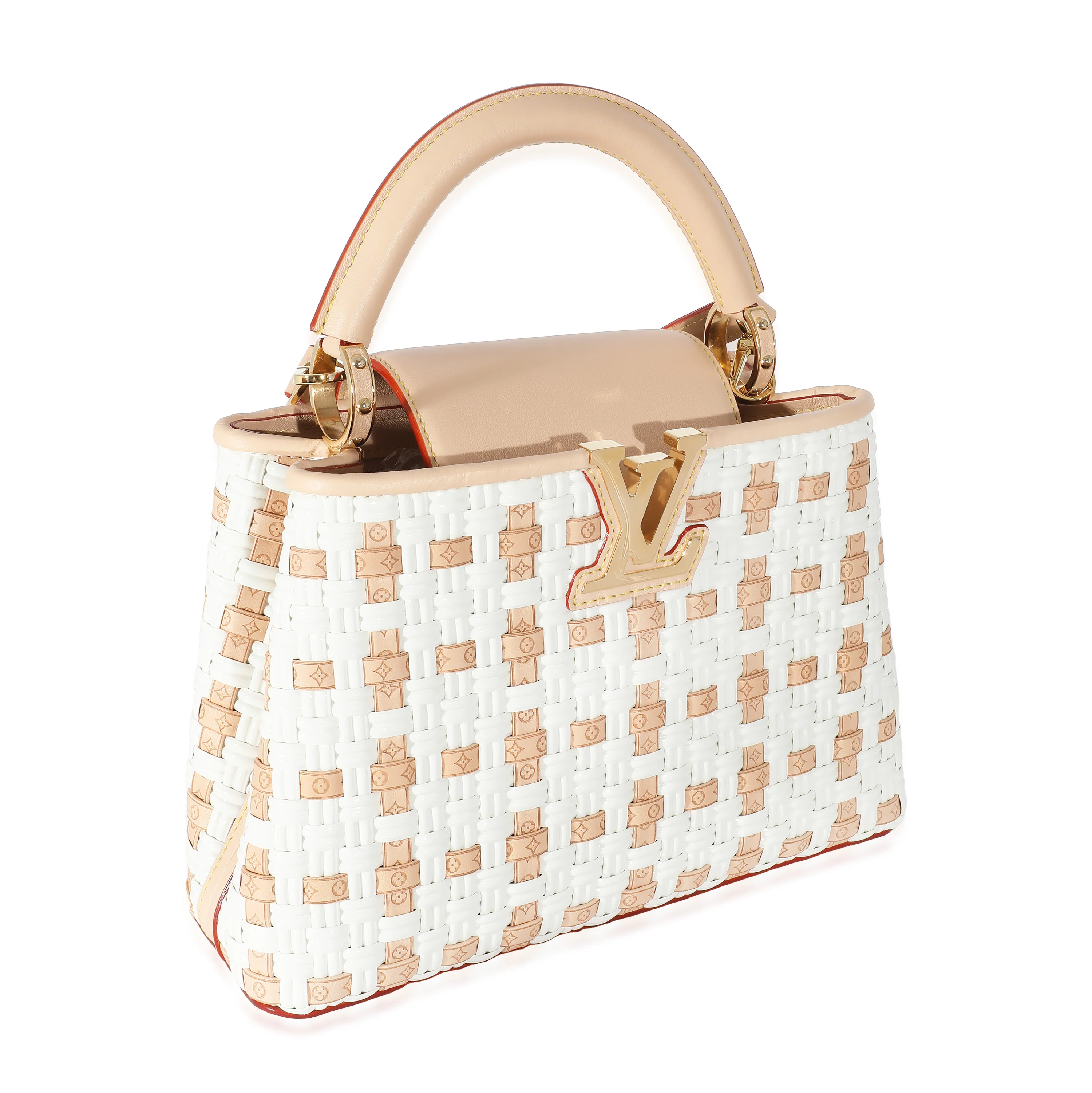 White Monogram Wicker Woven LV Heavenly Capucines BB - Image 2