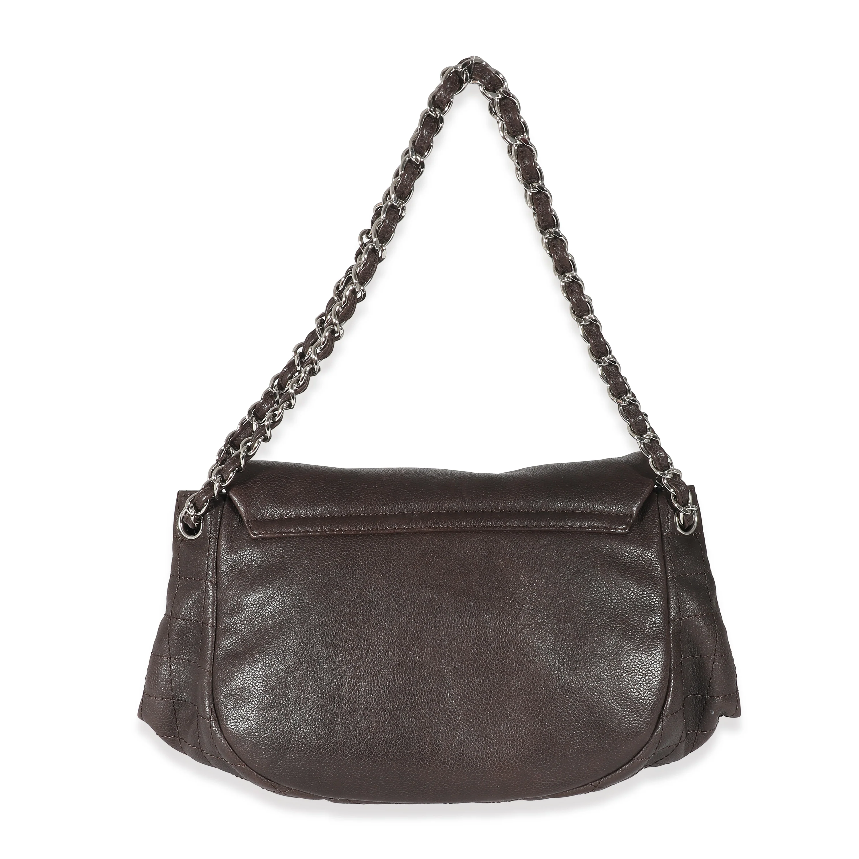 Chanel 08A Brown Caviar Large Half Moon Flap Bag - Image 3