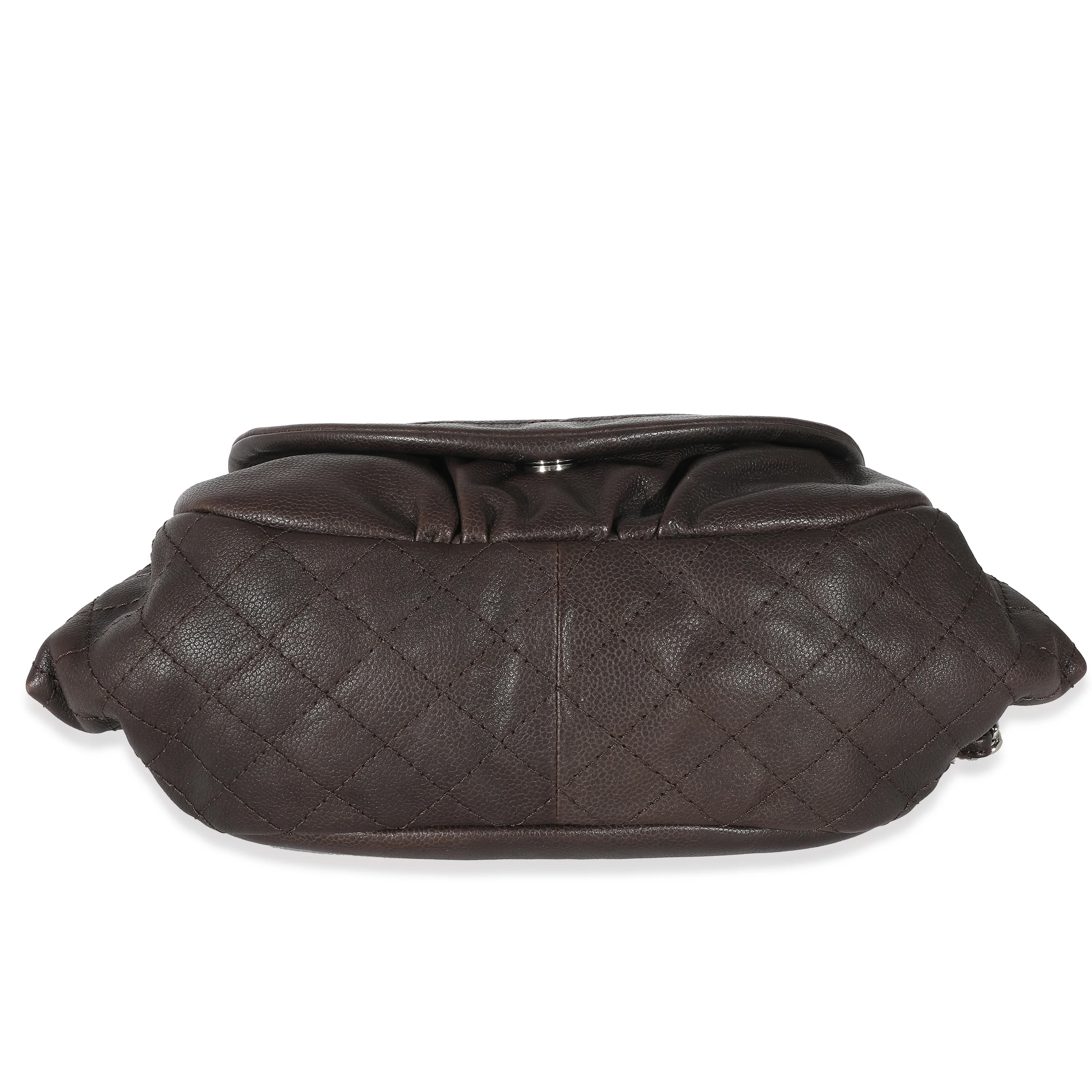 Chanel 08A Brown Caviar Large Half Moon Flap Bag - Image 4