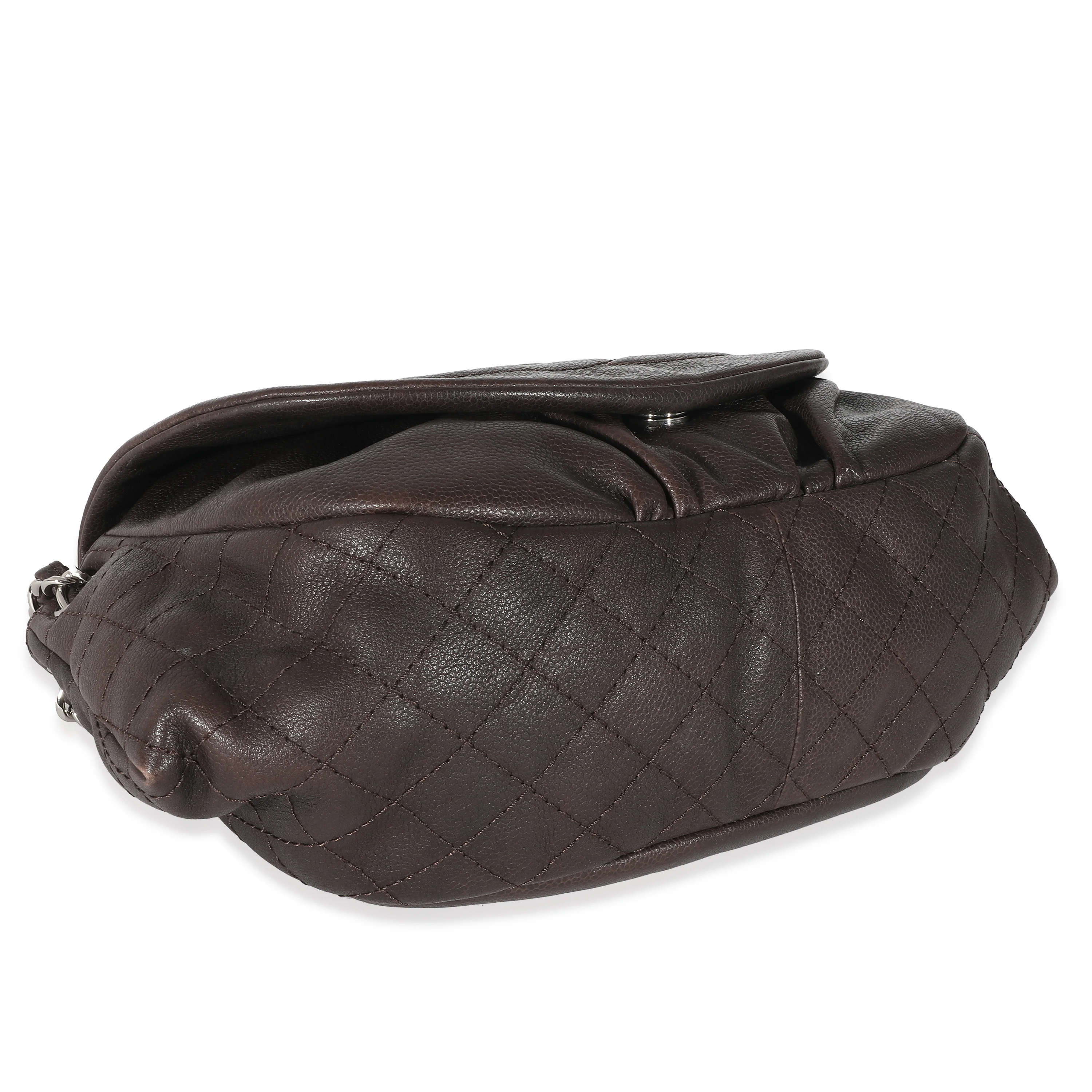 Chanel 08A Brown Caviar Large Half Moon Flap Bag - Image 6