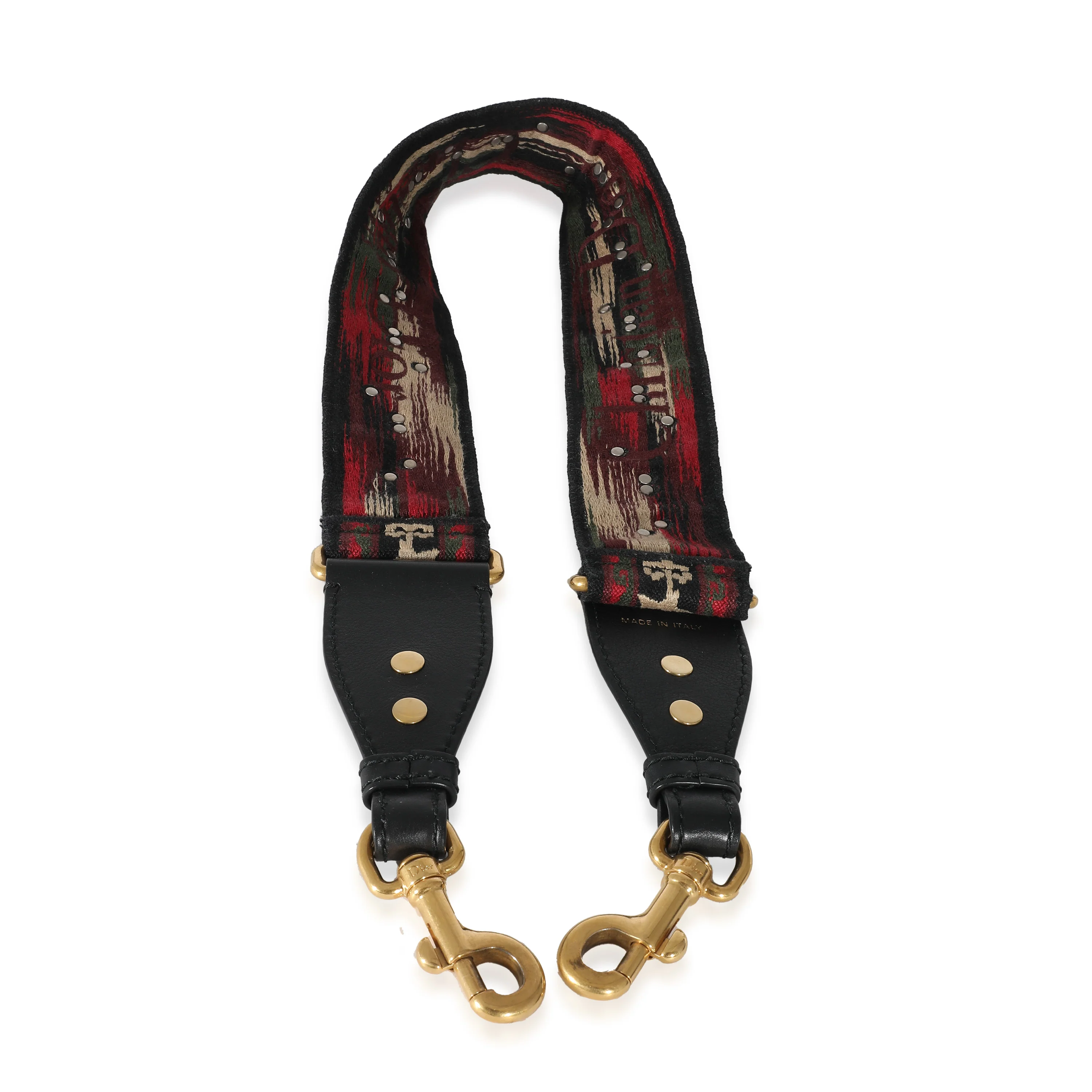 Christian Dior Red Canvas Studded Bohemian Shoulder Strap - Image 6