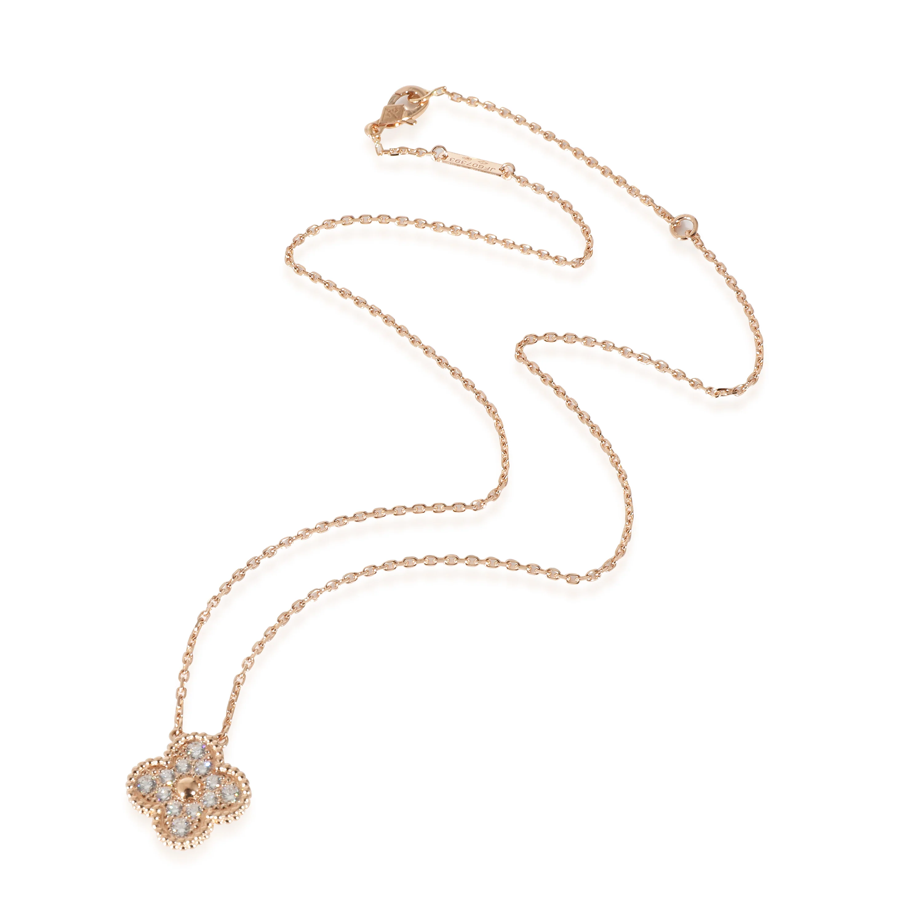 Van Cleef & Arpels Alhambra Diamond Pendant in 18K Rose Gold 0.48 CTW - Image 2