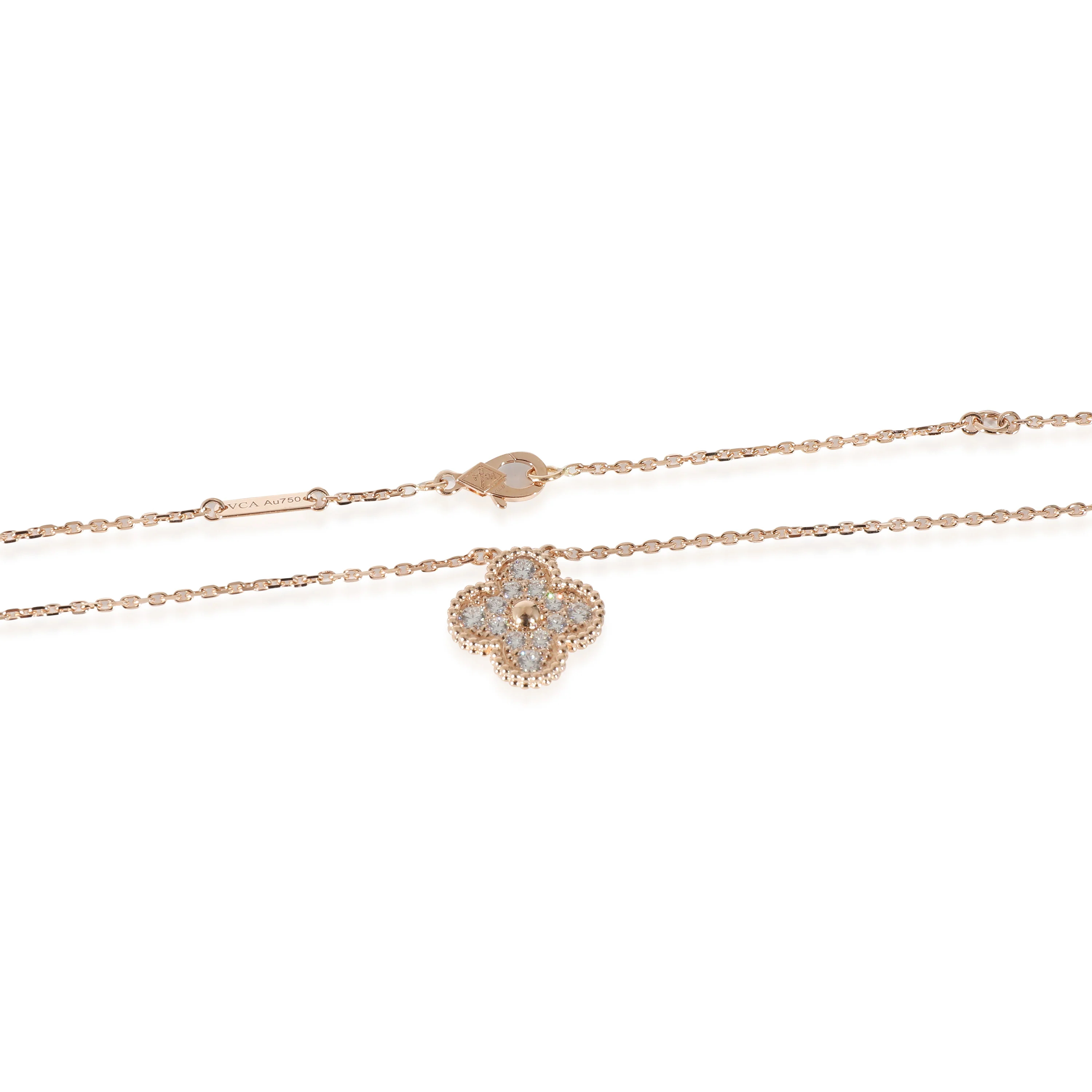 Van Cleef & Arpels Alhambra Diamond Pendant in 18K Rose Gold 0.48 CTW - Image 3